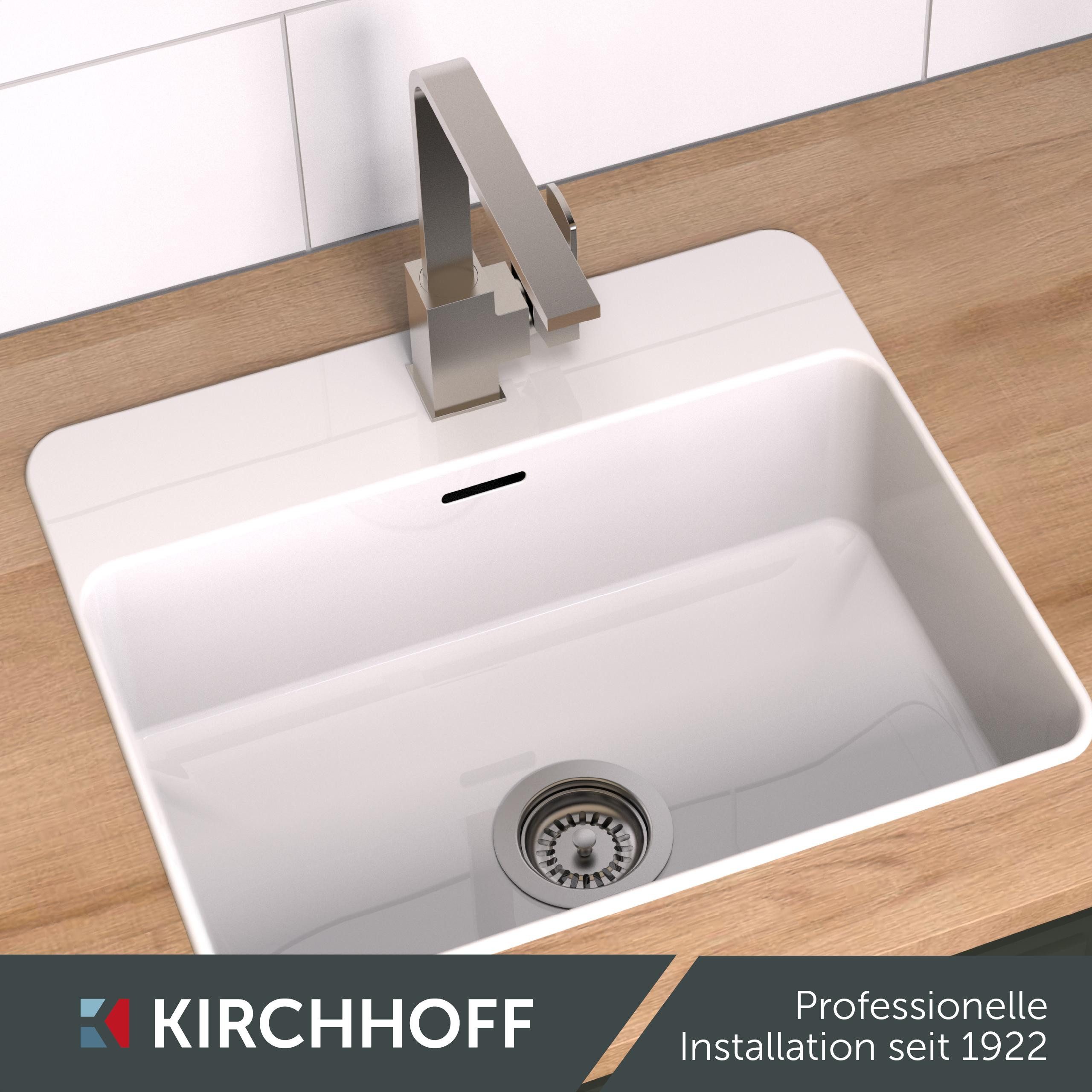 Kirchhoff Afvoerzeef Afvoerplug met overloopaansluiting + draaibevestiging, bowdenkabel, edelstaal