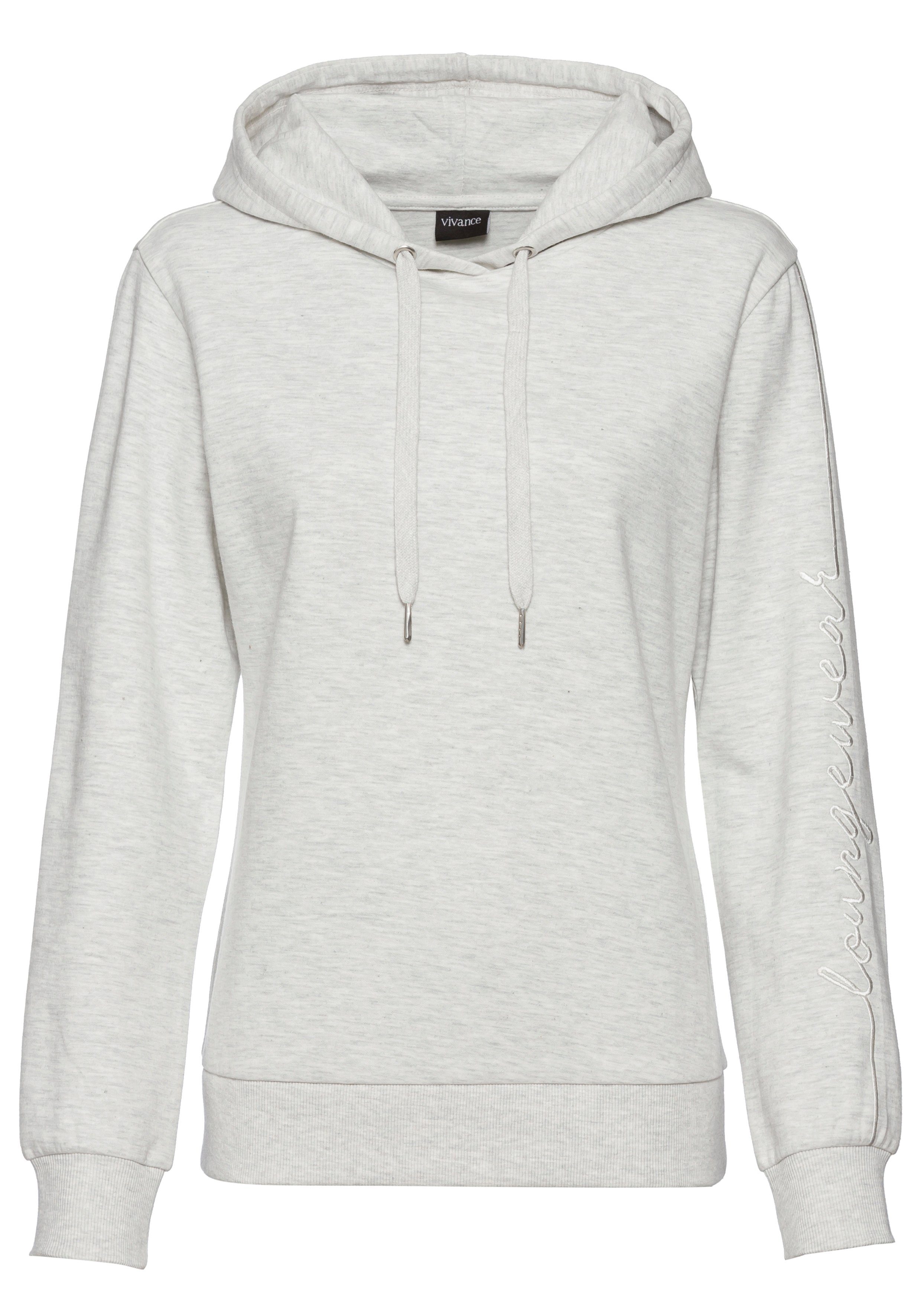 Vivance Hoodie met zij-loungewear borduring, loungeshirt
