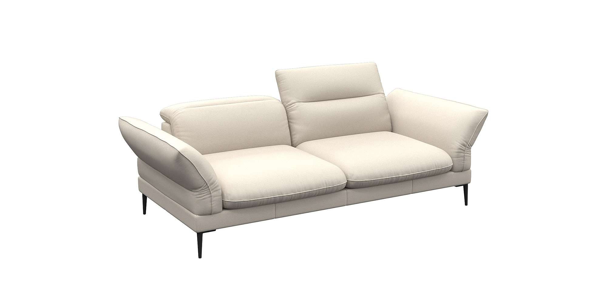 FLEXLUX 2,5-zits Salino, functie-sofa, relaxsofa Bank met arm- en hoofdeinde verstellingen, koudschuim & staalgolven wit, 2-zitsbanken