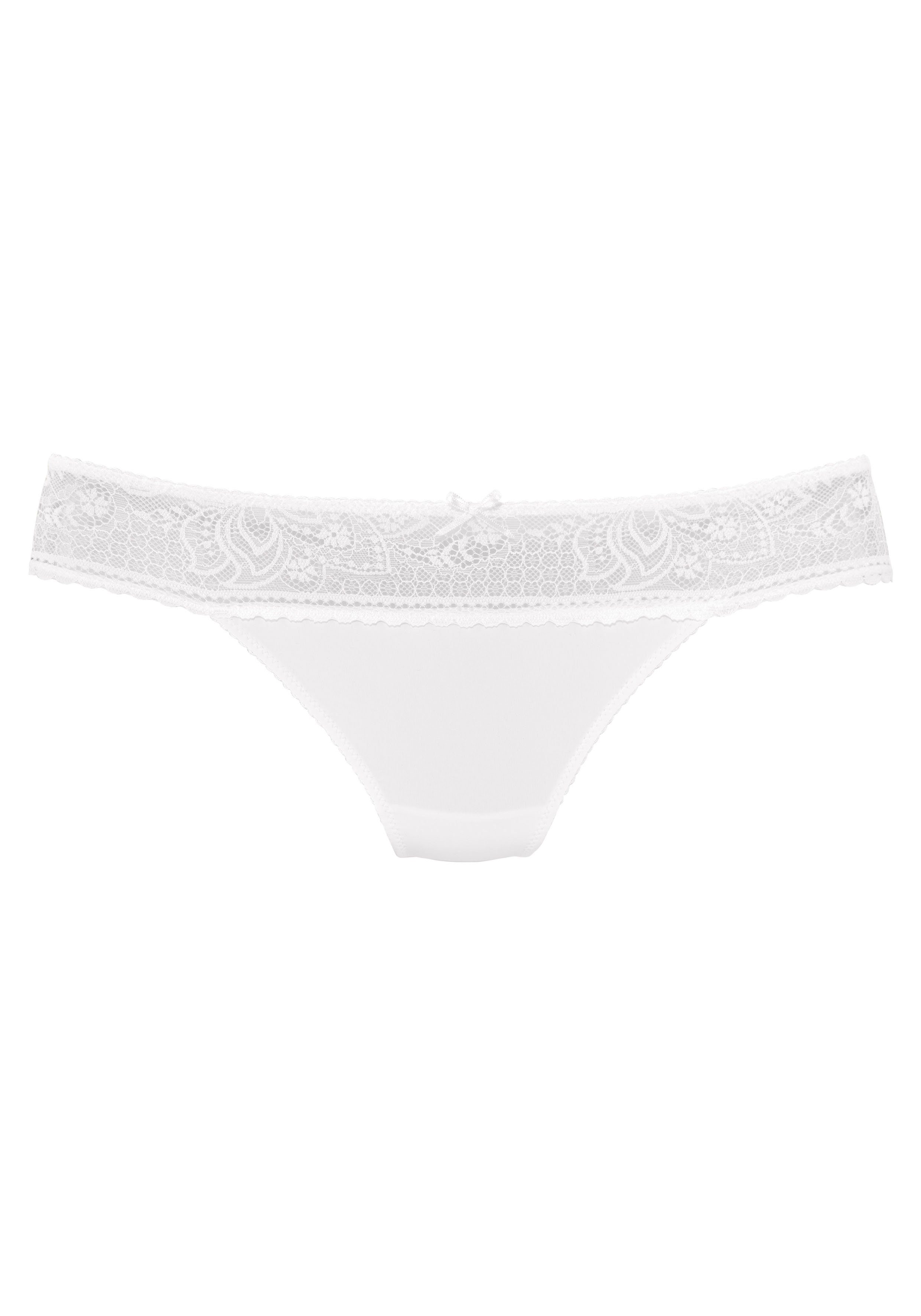 Lascana String Luciana met fijne kant dames strings maat 44/46 beige