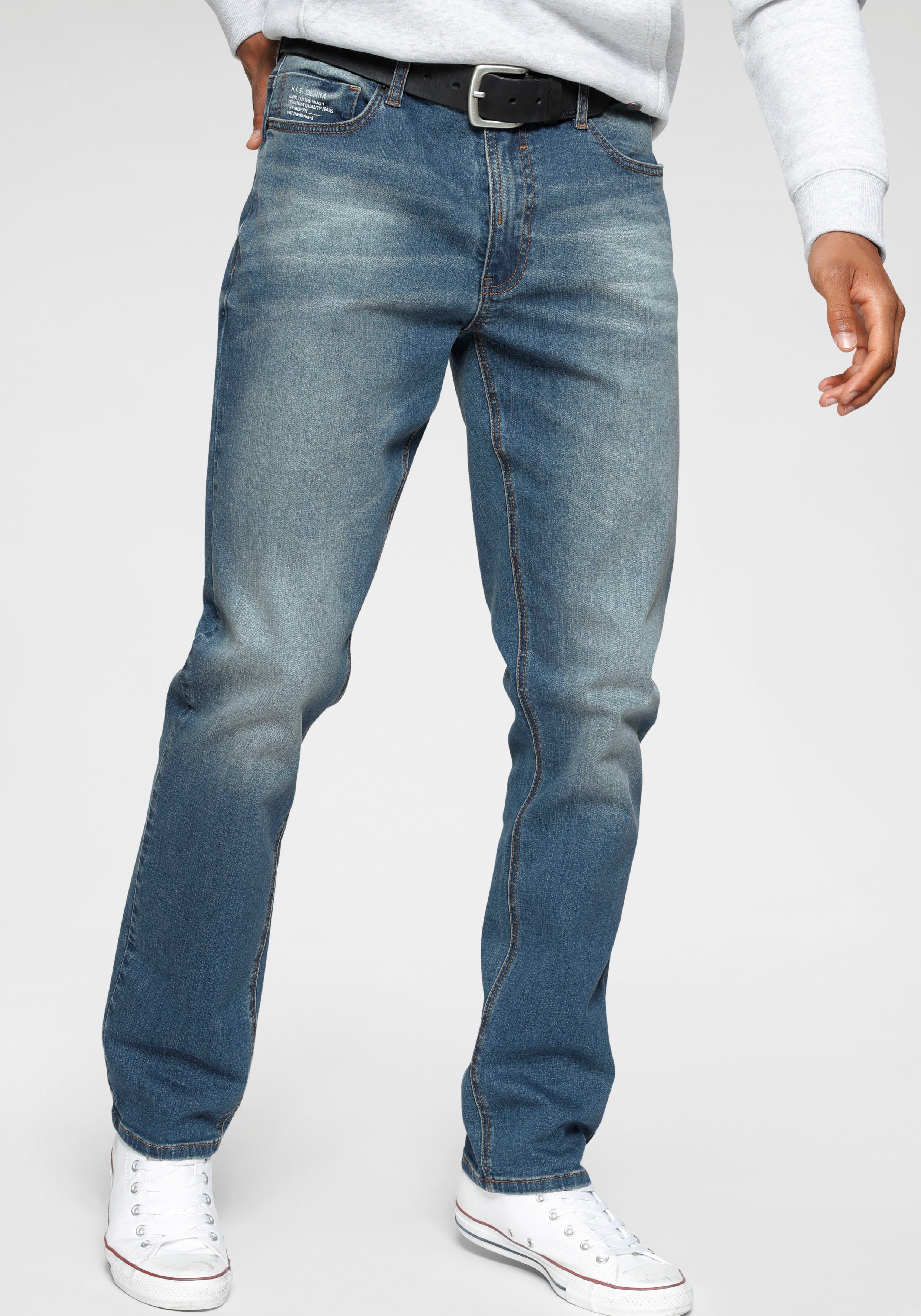 H.I.S Straight jeans DIX rechte pasvorm, lage taille, used-wassing