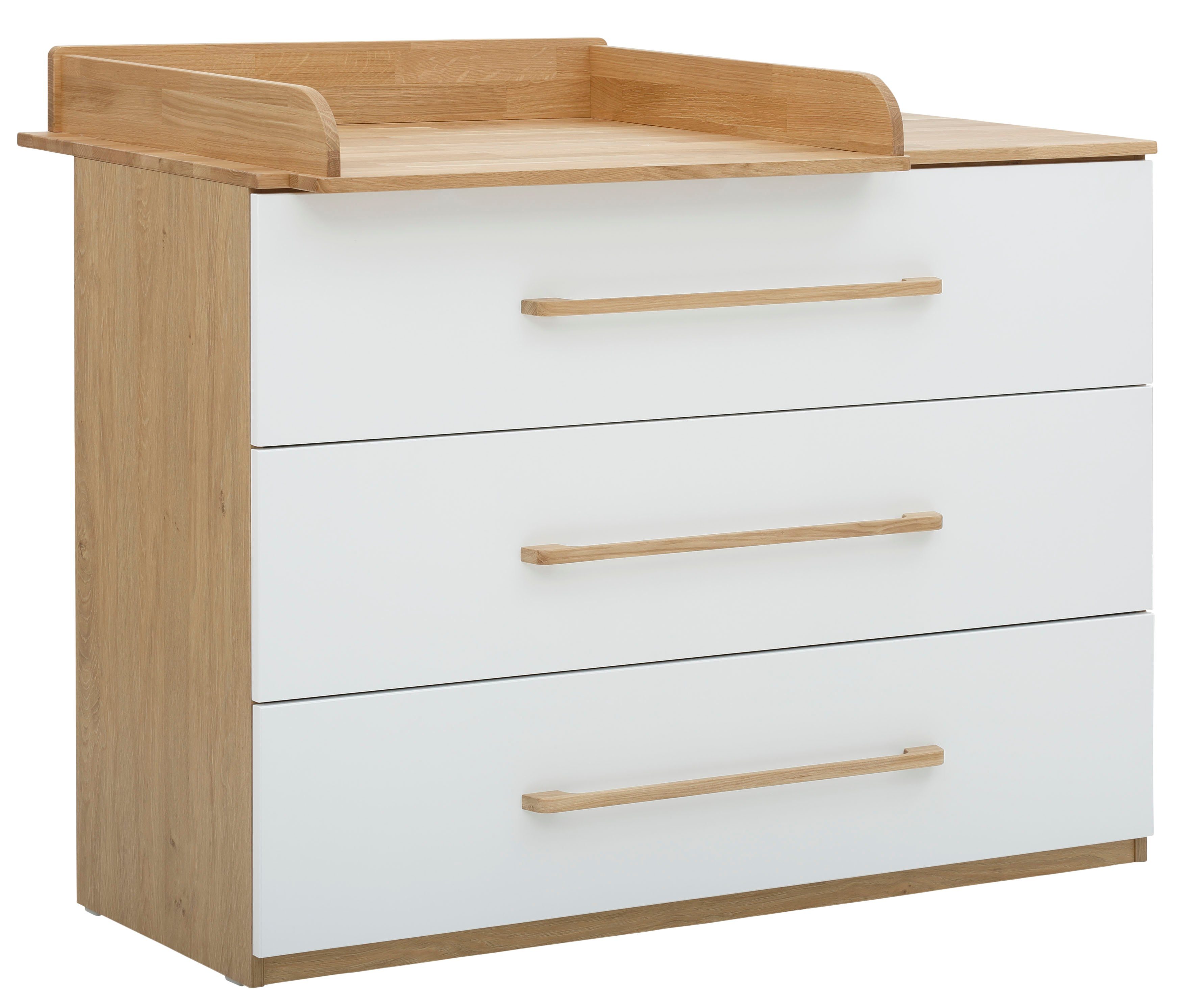 Lüttenhütt Baby commode Lauris, wit/eiken FSC®hout uit duurzaam