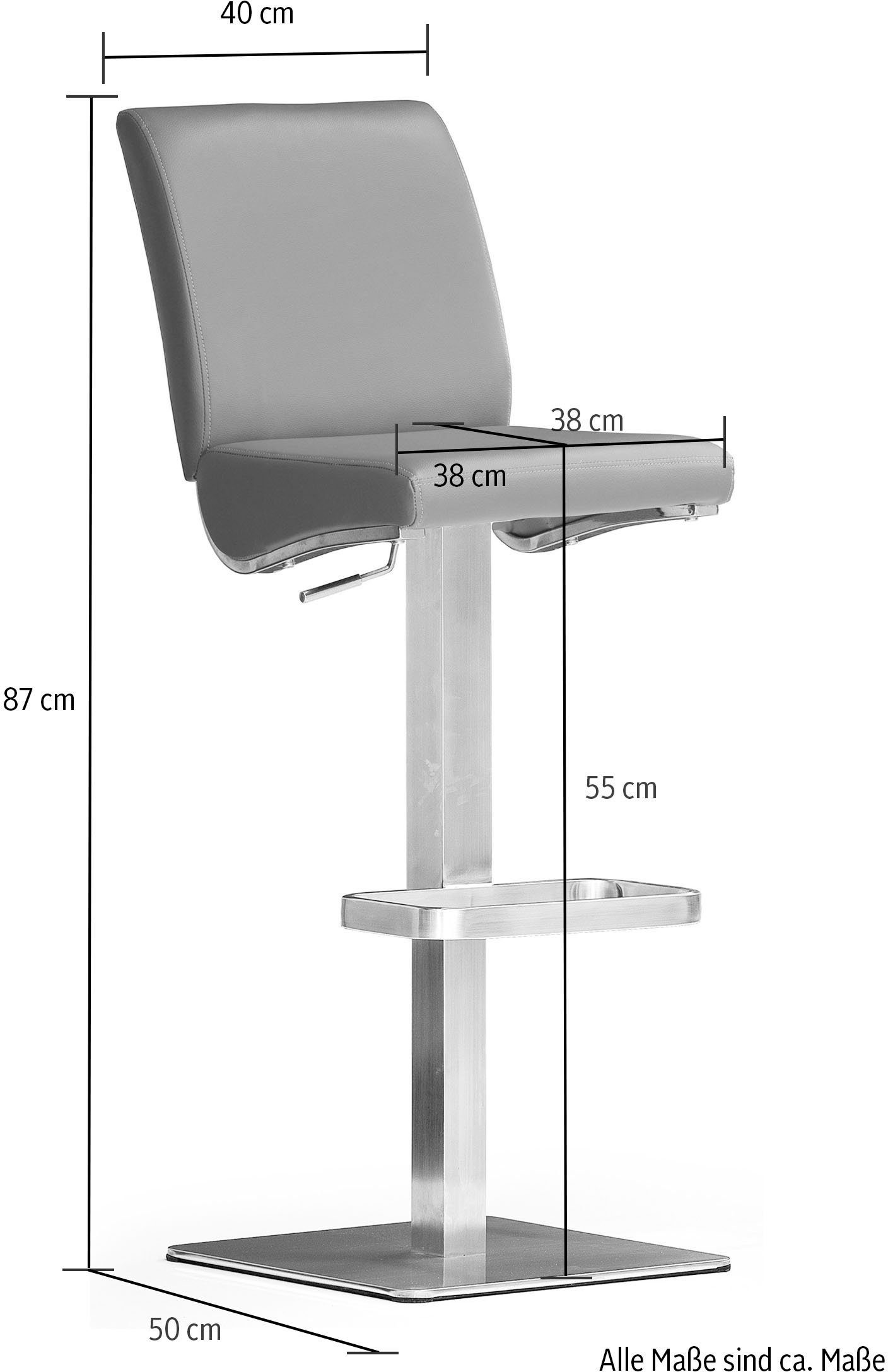 MCA furniture Bistrostoel BARBECOOL met rugleuning, vierkante bodemplaat, 180° draaibaar, zithoogte van 55-80 cm