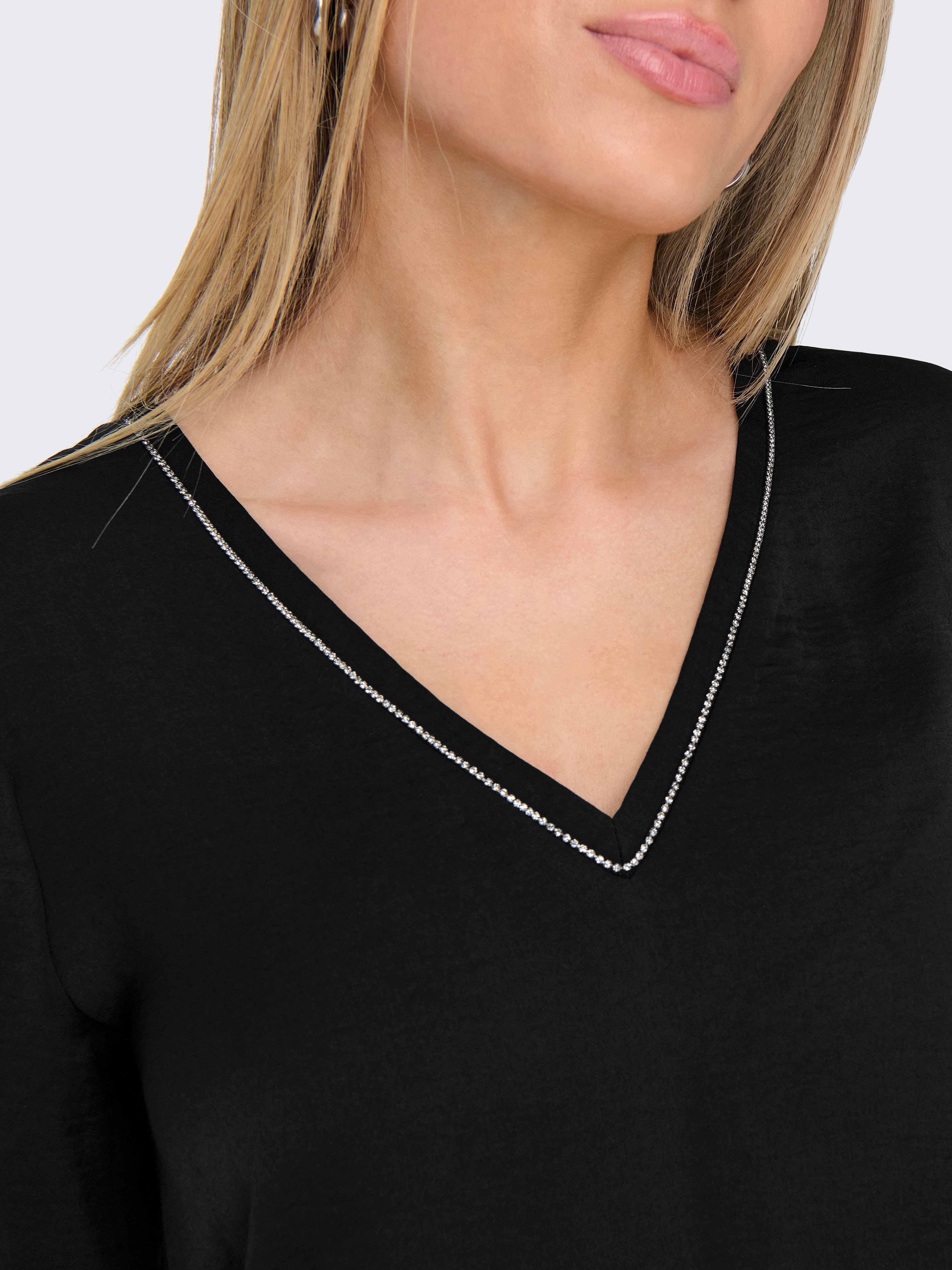 Only Shirt met V-hals ONLAVA LIFE S/S CHAIN V-NECK TOP JRS