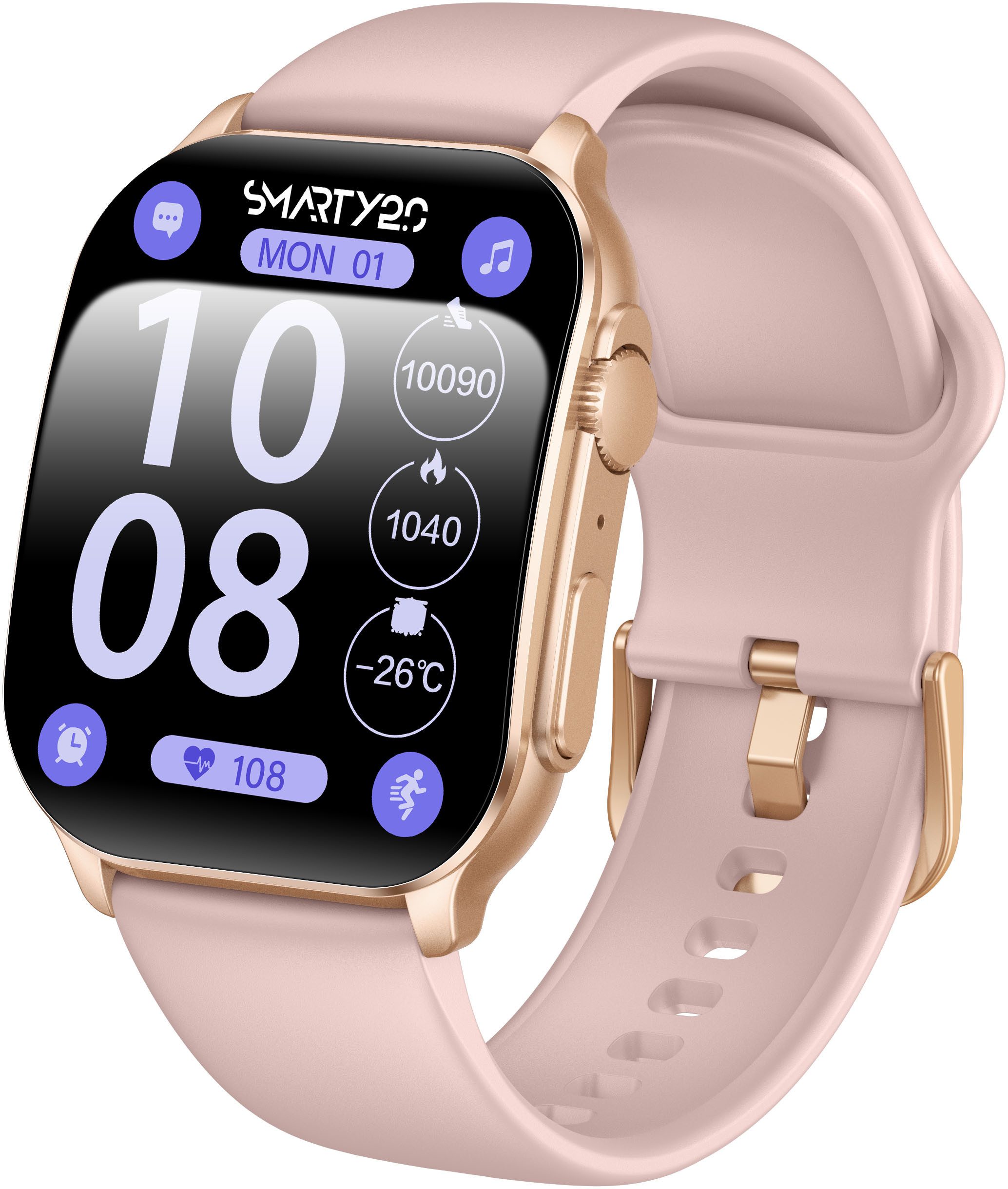 SMARTY 2.0 Smartwatch Polshorloge, dameshorloge, herenhorloge, Android 5.0+, Apple iOS 9.0+(set, 2-delig, Met wisselband)