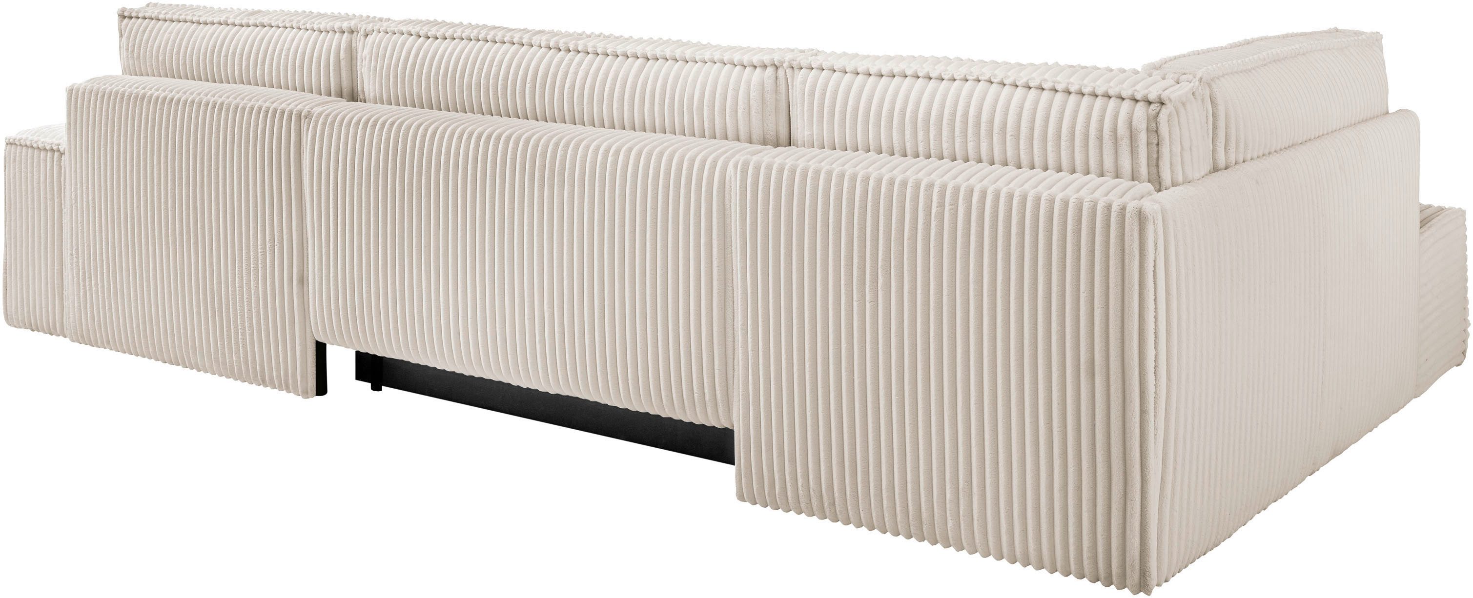 andas Zithoek FINNLEY U-model XXL 329 cm, bedbank, slaapfunctie m. bedkist