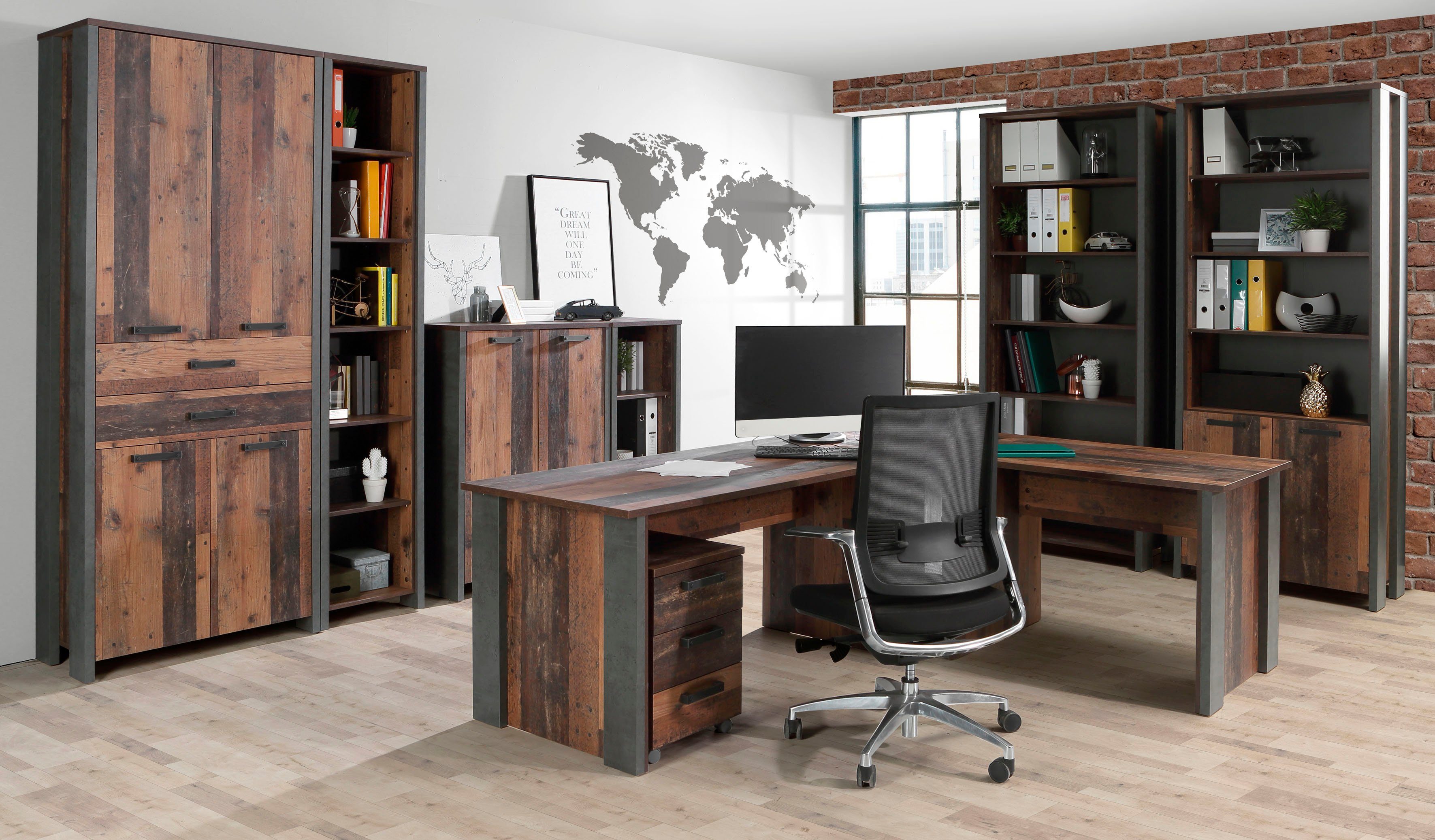 FORTE Kast Clif Dossierkast in industriële stijl, breedte 86 cm x hoogte 115 cm