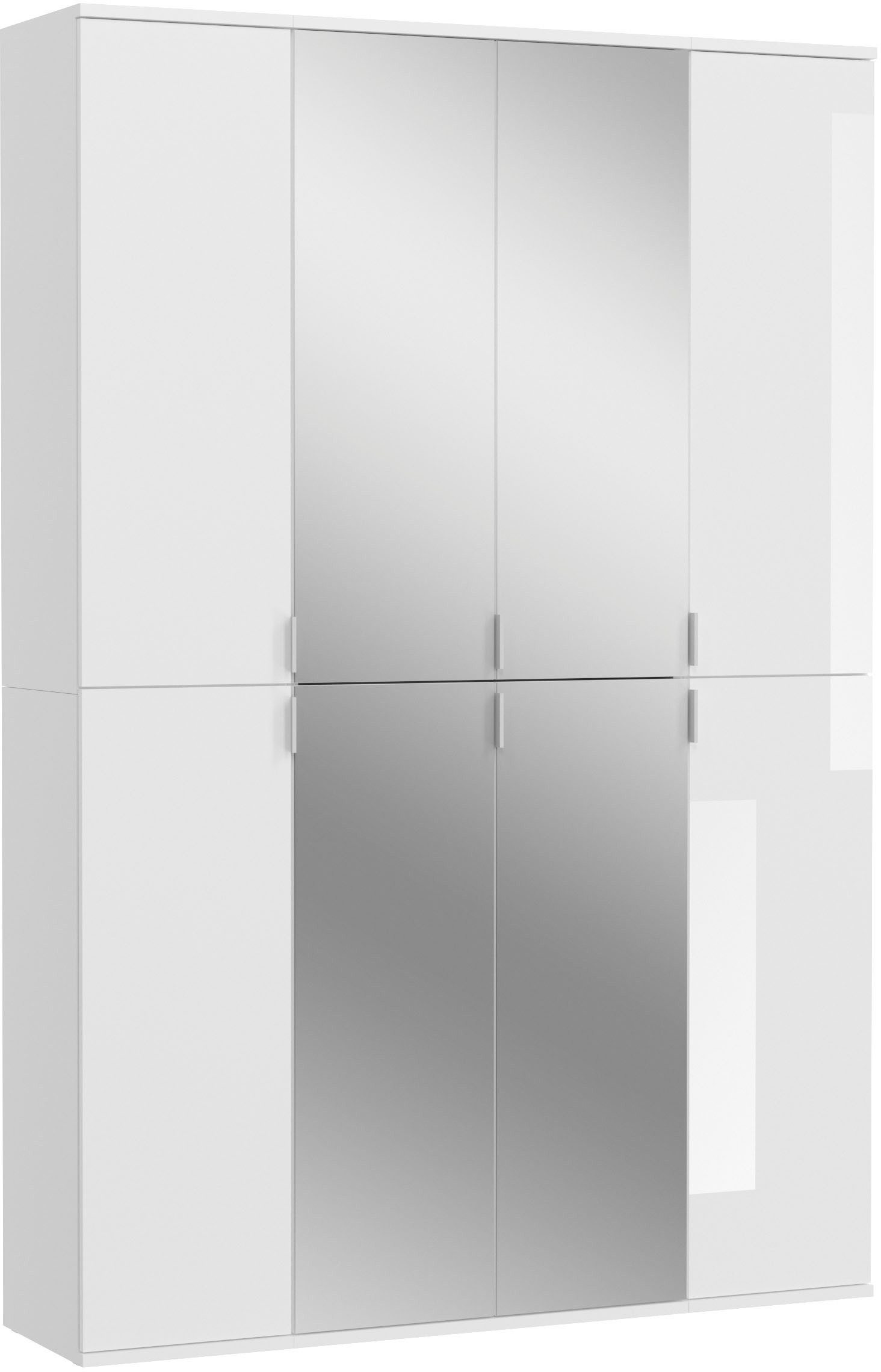 INOSIGN Halmeubelset Trondheim, Breedte 121 cm, bestaande uit 3 Kasten, 8 Deuren, 21 Vakken (set, 3-delig) wandkapstokken wit