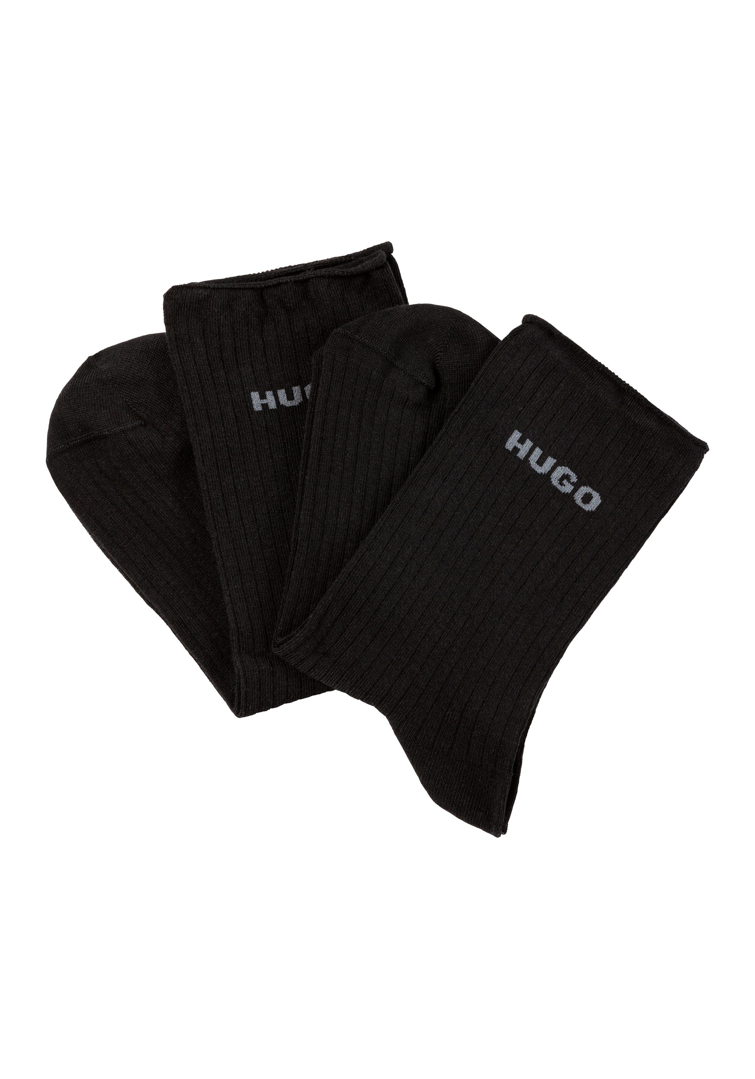 HUGO underwear Vrijetijdssokken 2P QS FINE RIB CC dames sokken maat 39-42 zwart