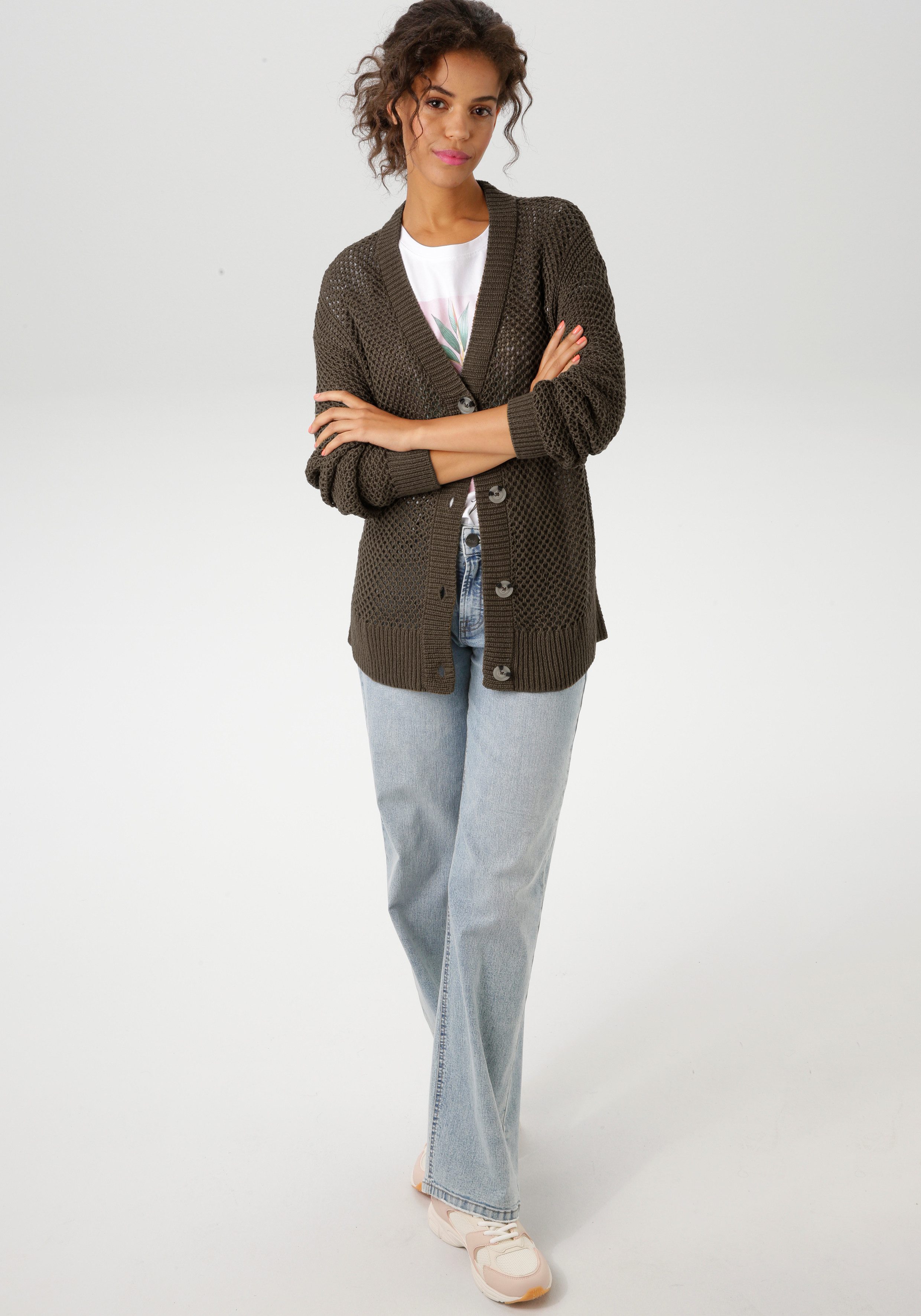 Aniston CASUAL Vest met trendy gaatjesbrei-patroon nieuwe collectie
