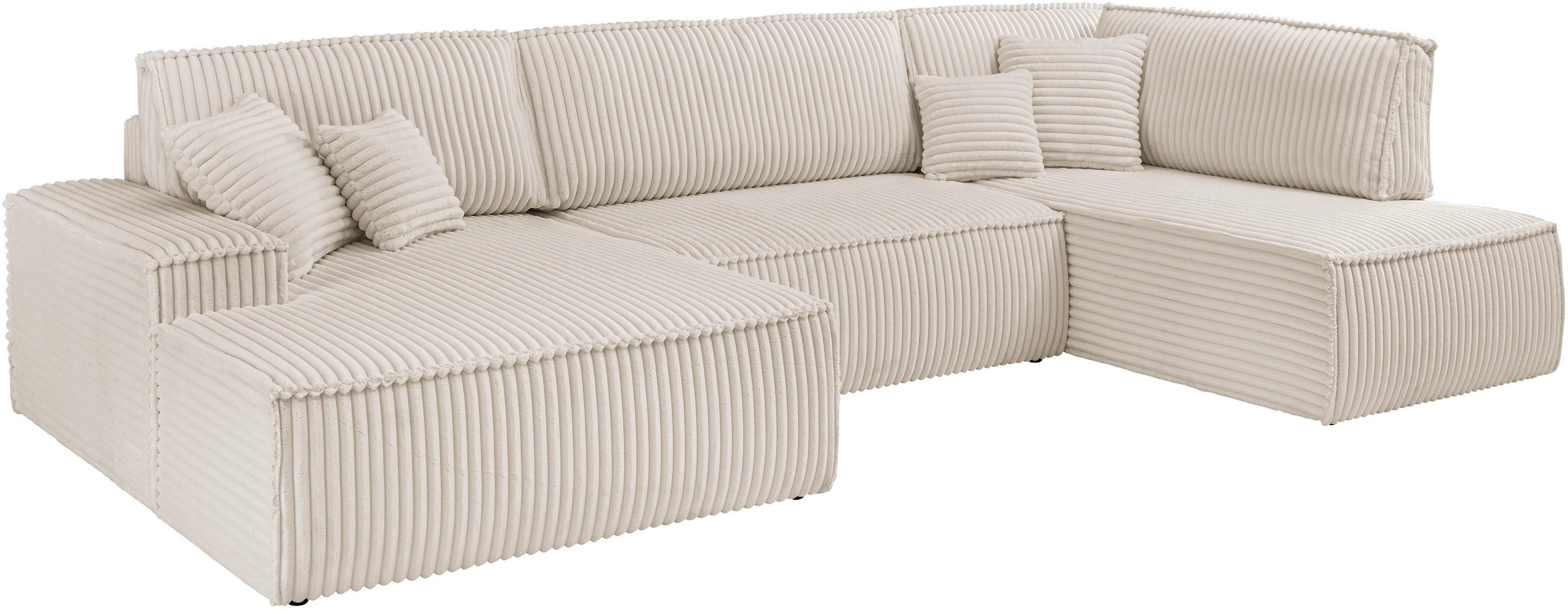andas Zithoek FINNLEY U-model XXL 329 cm, bedbank, slaapfunctie m. bedkist