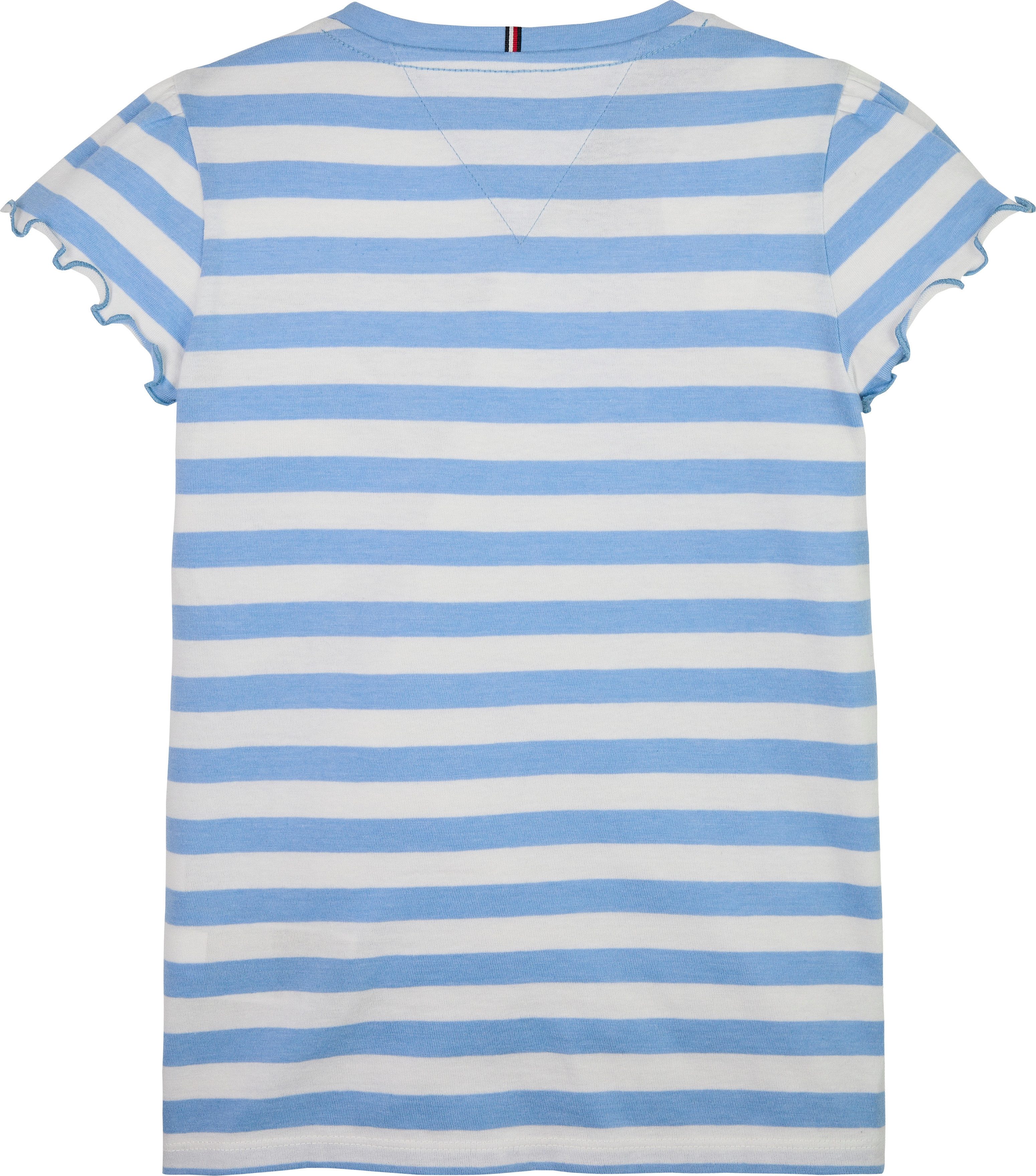 Tommy Hilfiger T-shirt ESSENTIAL STRIPE RUFFLE TOP SS voor kinderen tot 16 jaar, met golvende rand