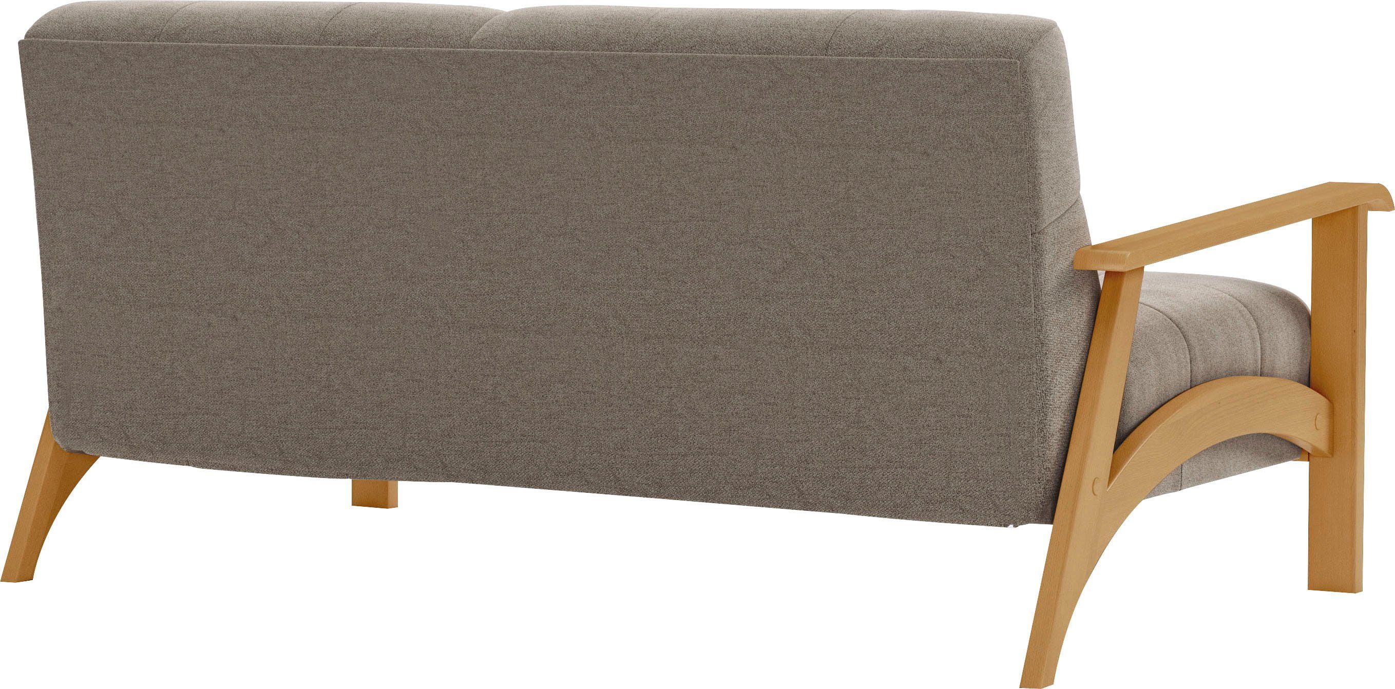 sit&more 2,5-zitsbank Billund Armleuningen van eikenkleurig beukenhout, verschillende bekledingen en kleuren