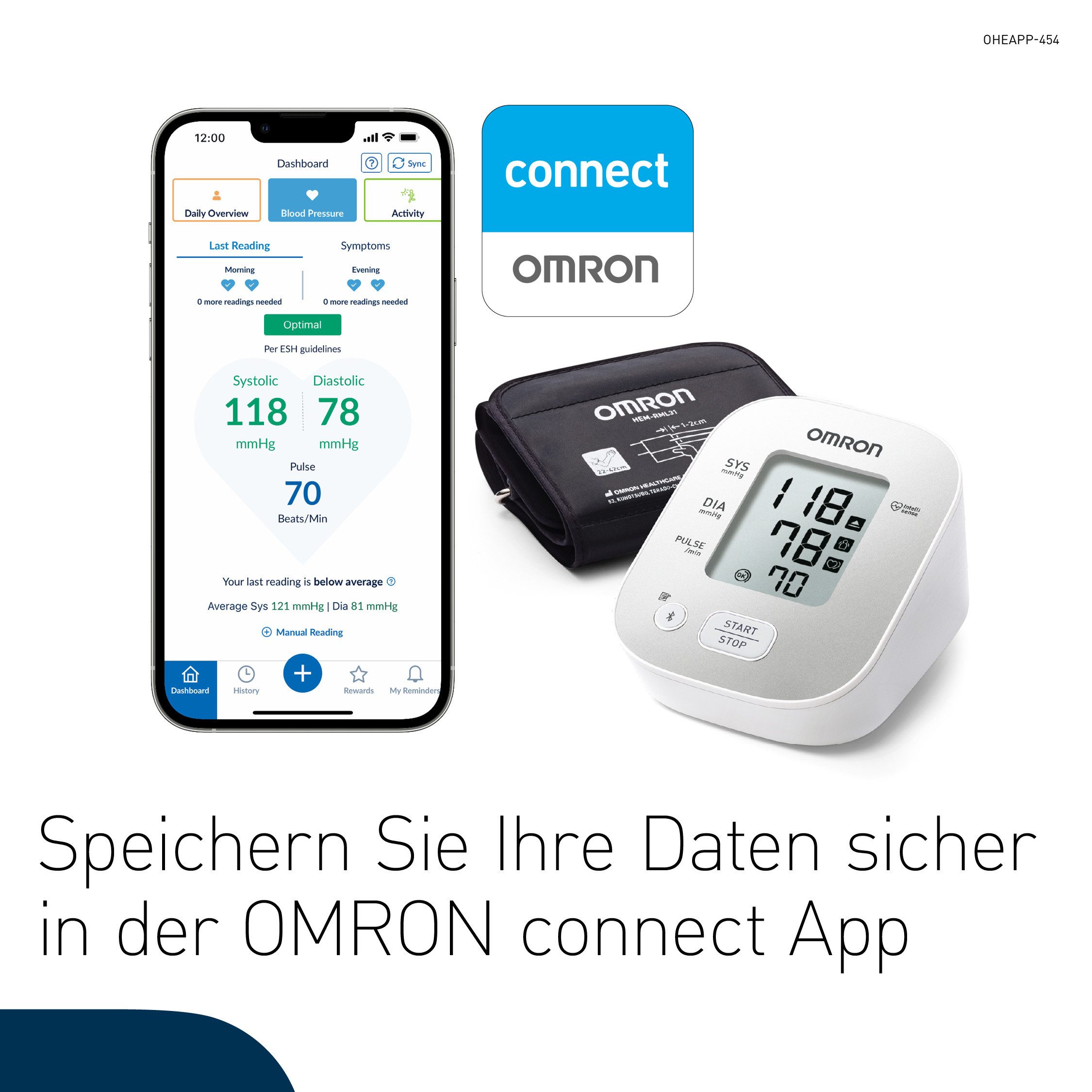 Omron Bovenarm bloeddrukmeter OMRON X2 Smart+ klinisch gevalideerd, met gratis app, universele manchet 22-42 cm