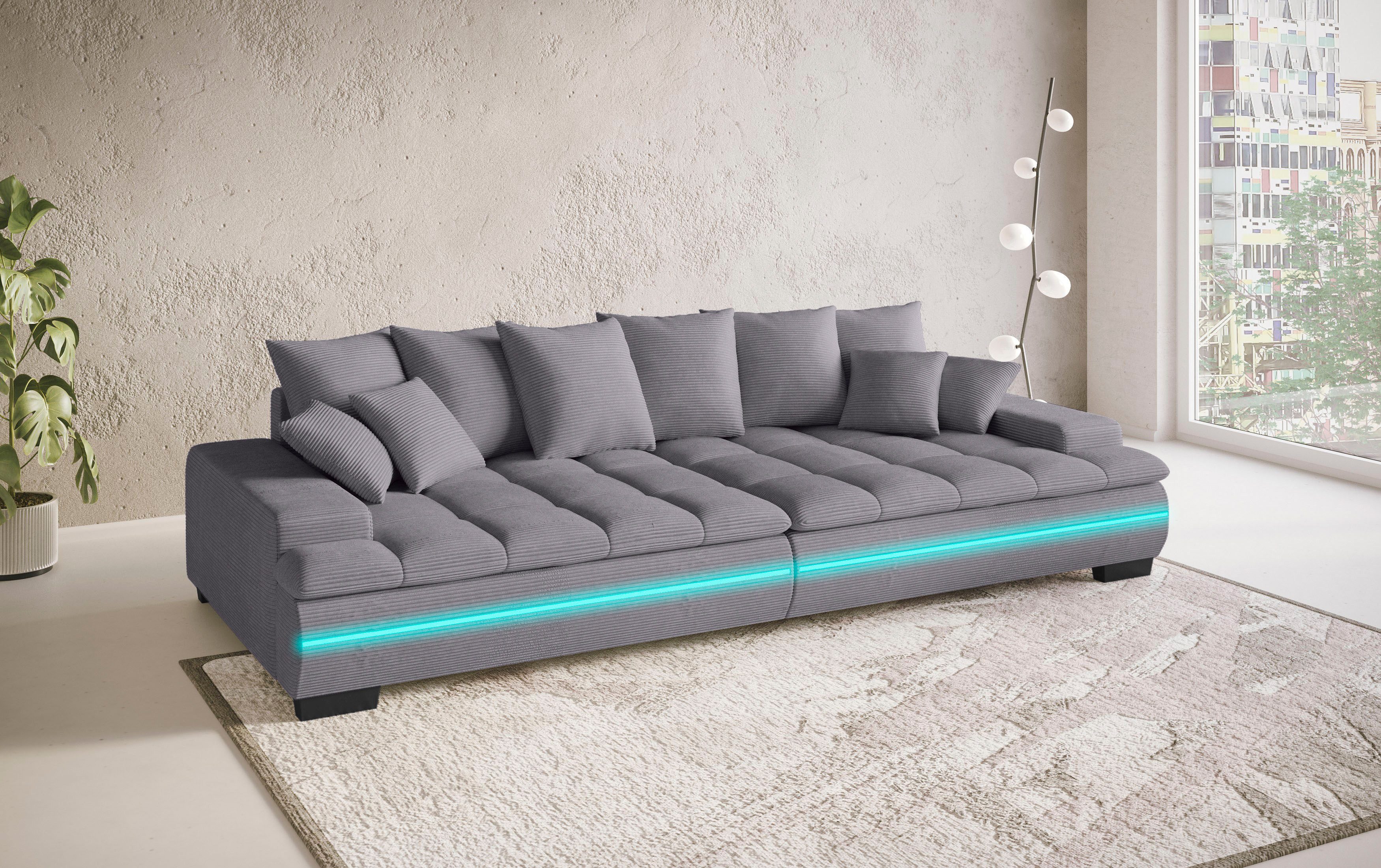 Mr. Couch Megabank Haiti II RGB-LED verlichting, koudschuim bekleding, tot 140 kg belastbaar