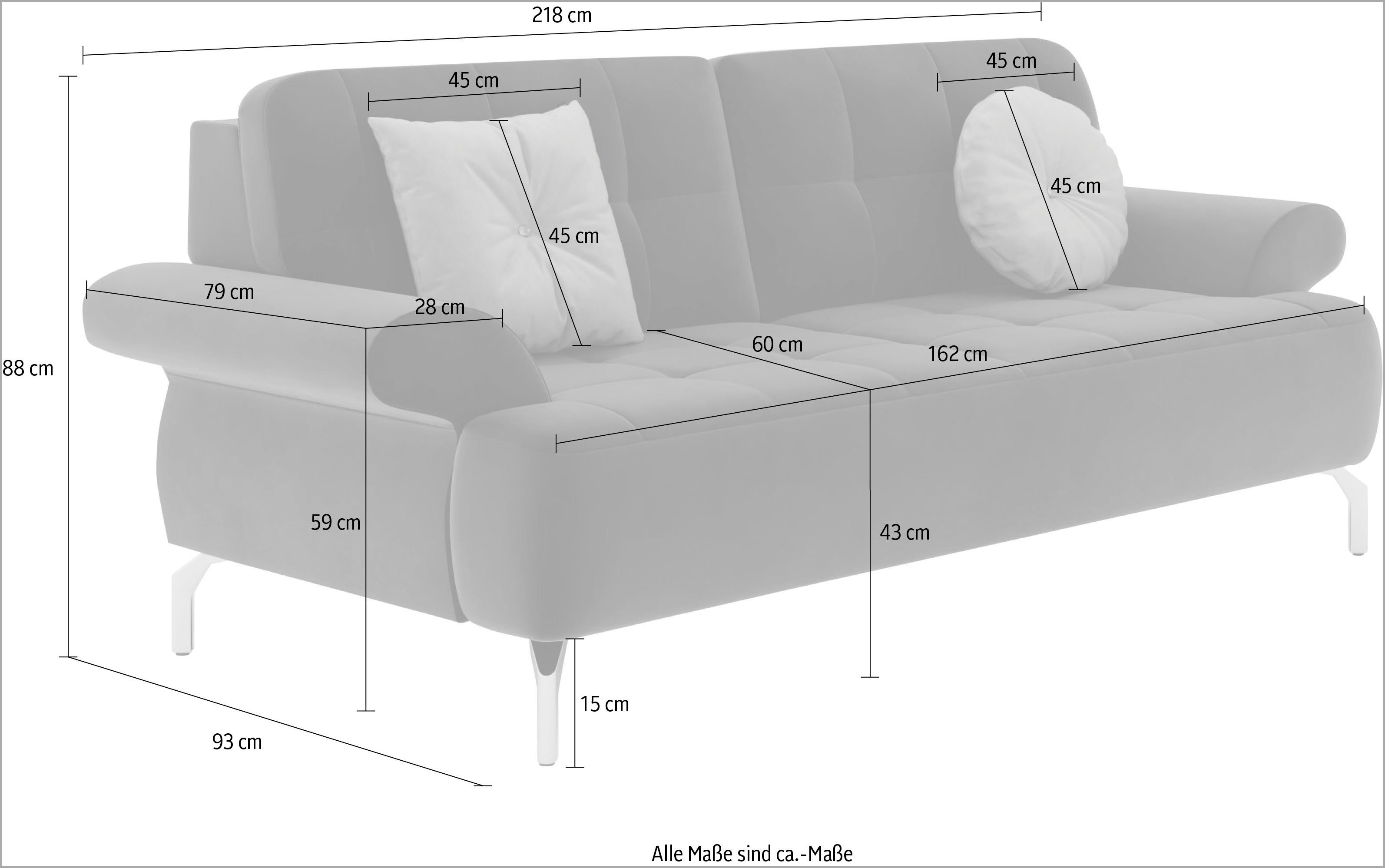 sit&more 2,5-zitsbank Orient 1 incl. 2 sierkussens met strassteentjes, goudkleurige metalen poten
