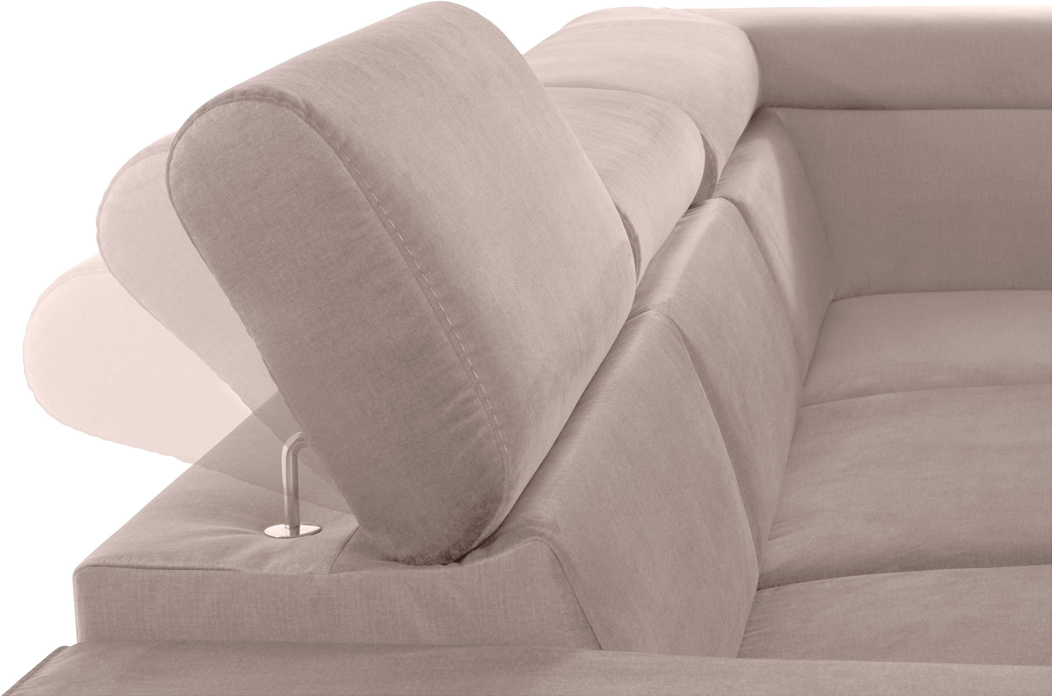 COTTA Hoekbank Morven L-vorm met hoofdeindeverstelling keuze met bedfunctie, bedlade & draadloze oplader
