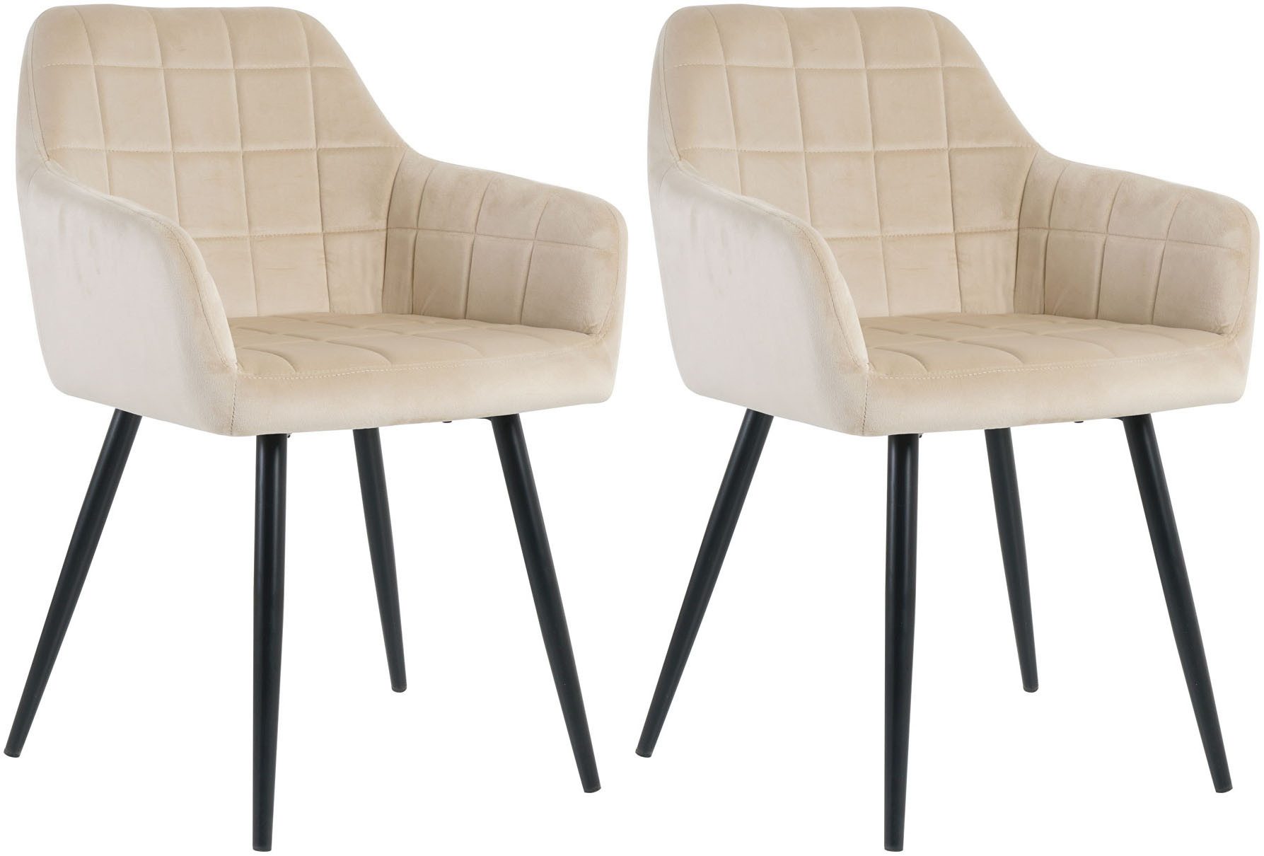 INOSIGN Stoel met 4 poten met vierkante stiksels binnenin (set, 2 stuks) gestoffeerde stoelen beige