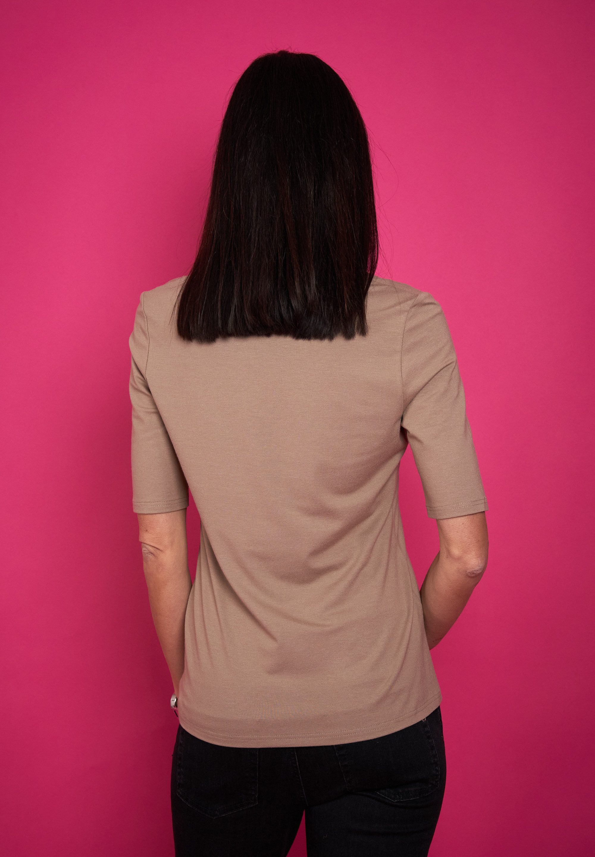 Seidel Moden Shirt met V-hals met halve mouwen van zacht materiaal, made in germany