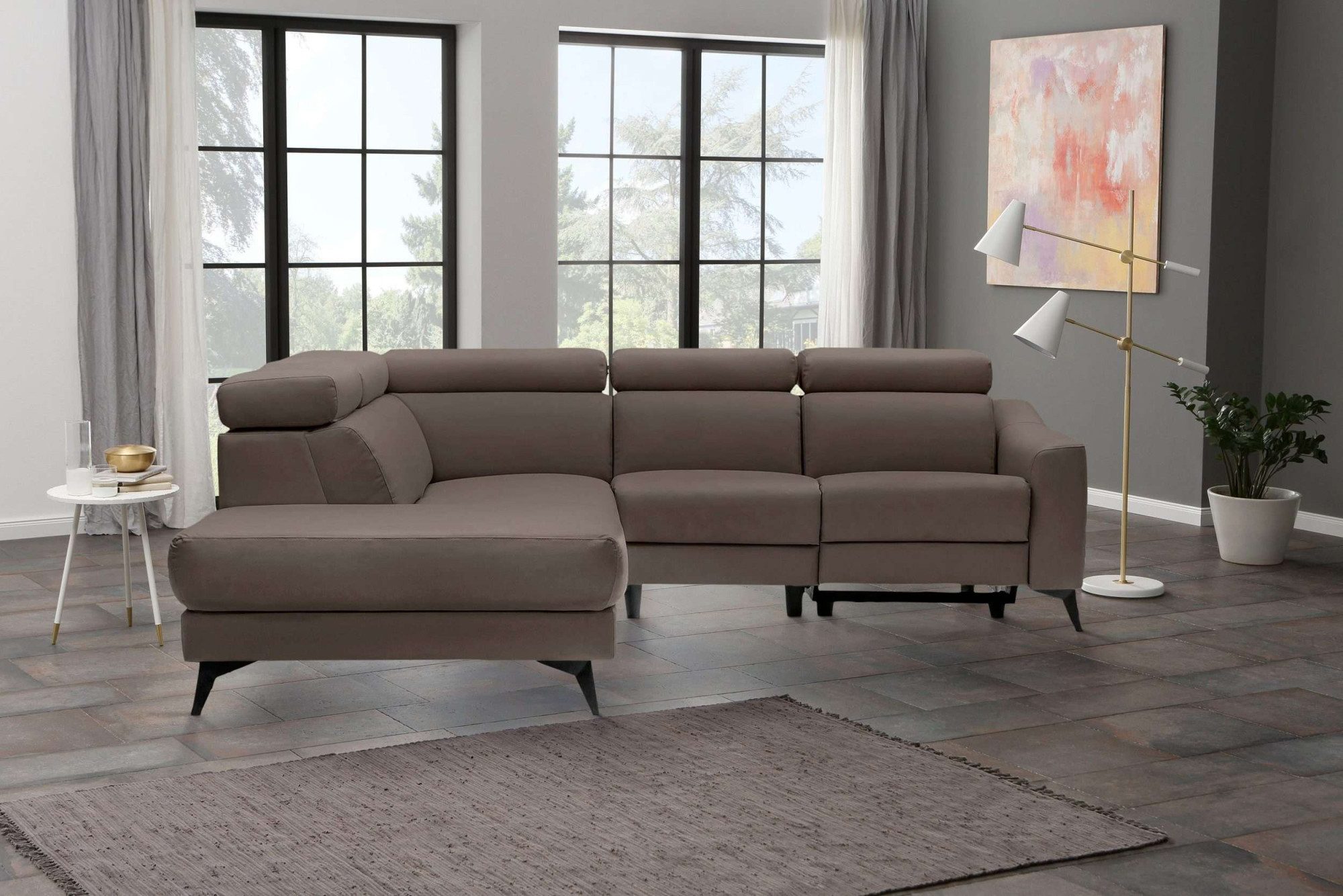 Places of Style Hoekbank Valerio met 1 elektrische relaxfunctie en usb-aansluiting