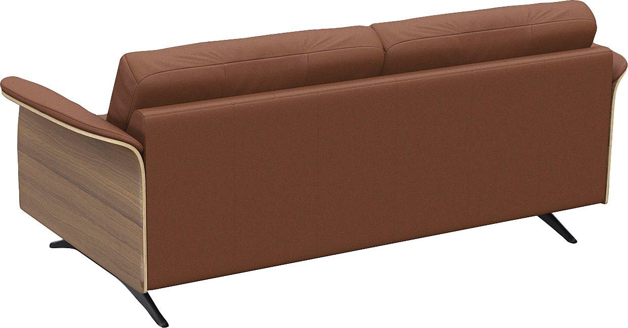 FLEXLUX 2,5-zitsbank Glow sofa, bank Premium zitting: koudschuim en binnenvering, armleuningen. Walnoot, zwarte voet