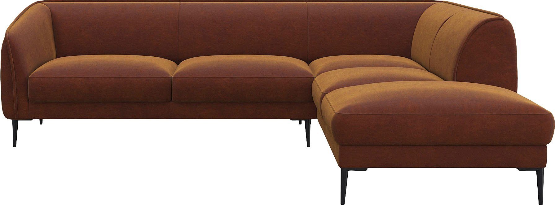 FLEXLUX Hoekbank Belle designbank, L-vorm, BxD 268x209 cm Scandinavisch design, in een sublieme verwerking bruin, hoekbanken, 268 cm