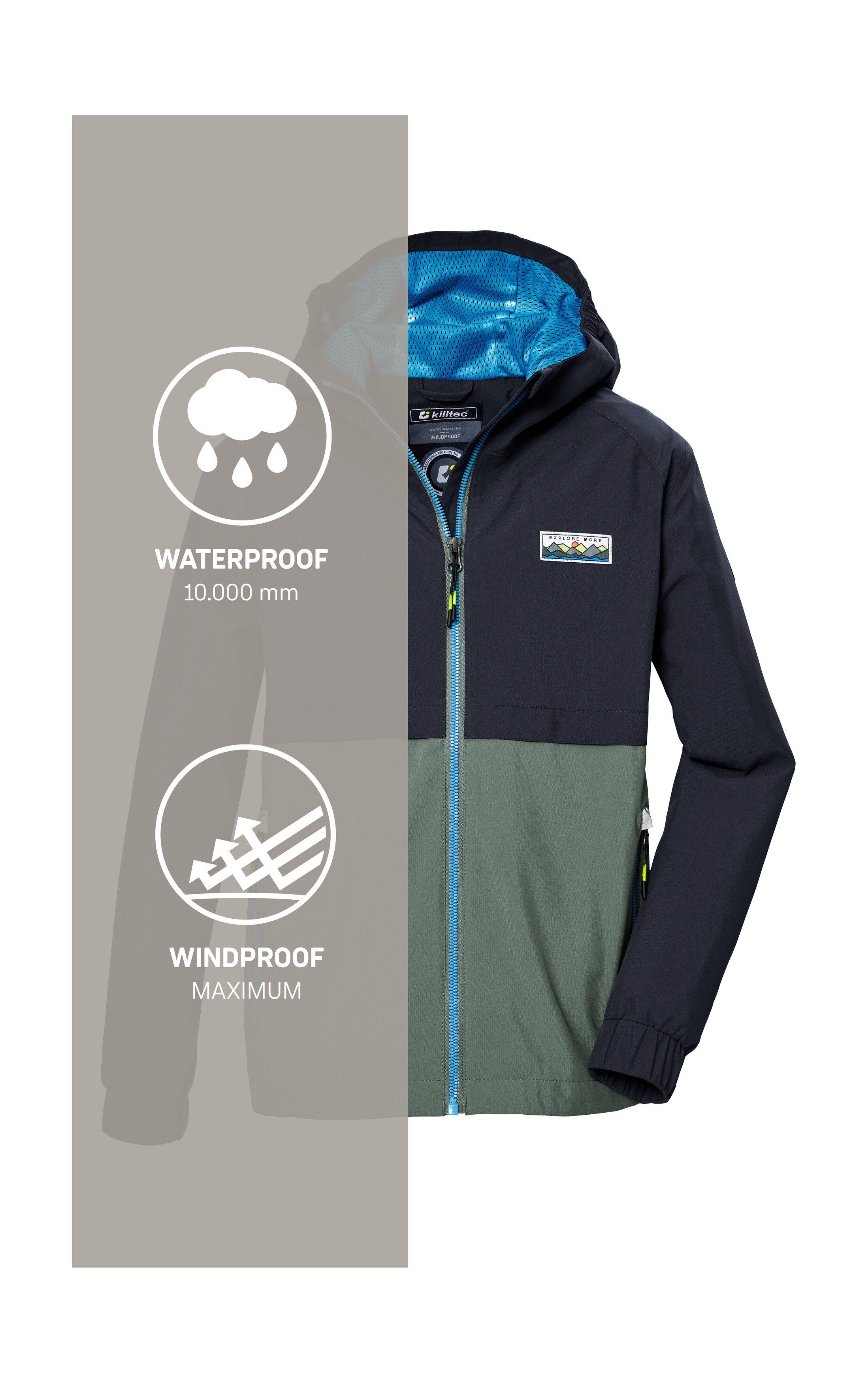 Killtec Functioneel jack KOS 141 BYS JCKT Waterdichte kinderjas, colourblock, reflecterend, PFAS-vrij