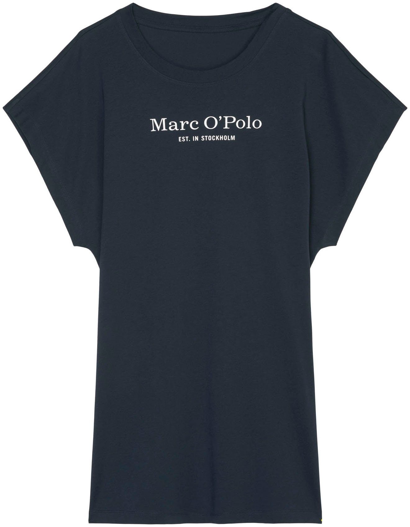 Marc O'Polo Nachthemd Mix & Match Cotton-Woven met overhangende schouders en merklogo op de borst