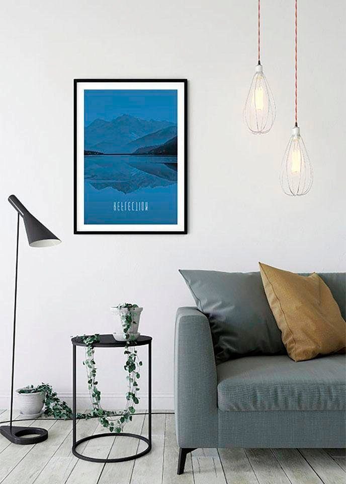 Komar XXL poster Word Lake Reflection Blue