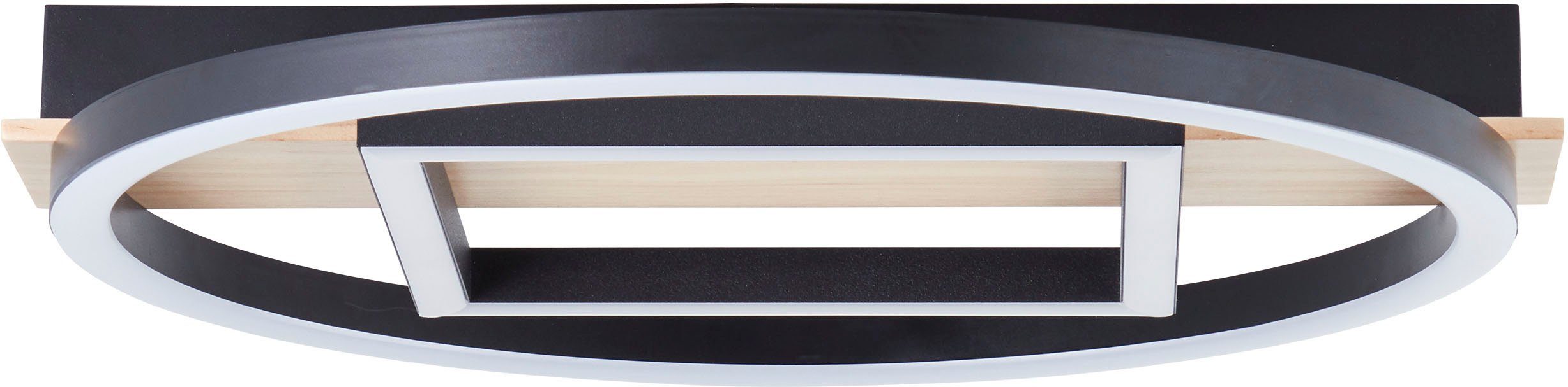 my home Led-plafondlamp Lysann plafondlamp 39 x 37 cm, 24 w, 2500 lm, 3000 k, hout/metaal, bruin/zwart (1 stuk)