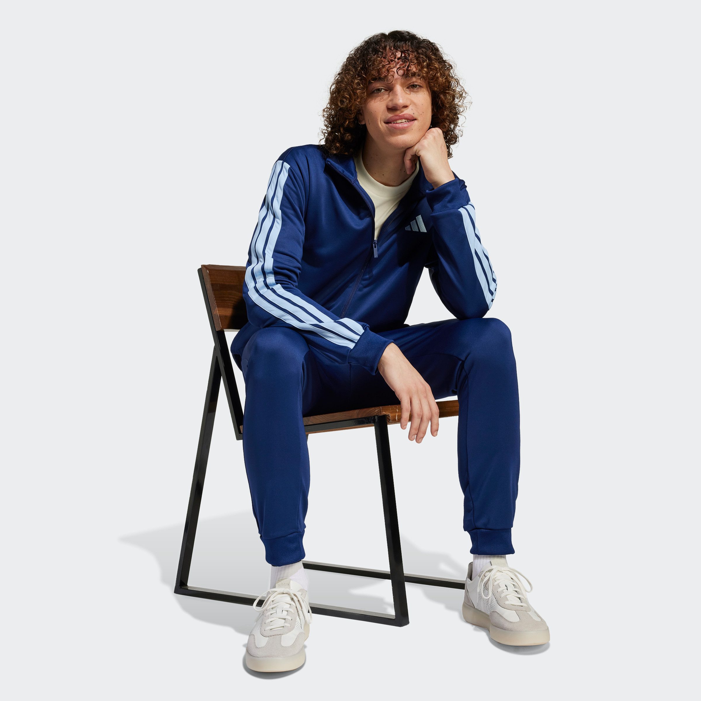 adidas Sportswear Trainingspak M 3S FT TT TS drie-strepen trainingspak van zacht french terry materiaal (2-delig)