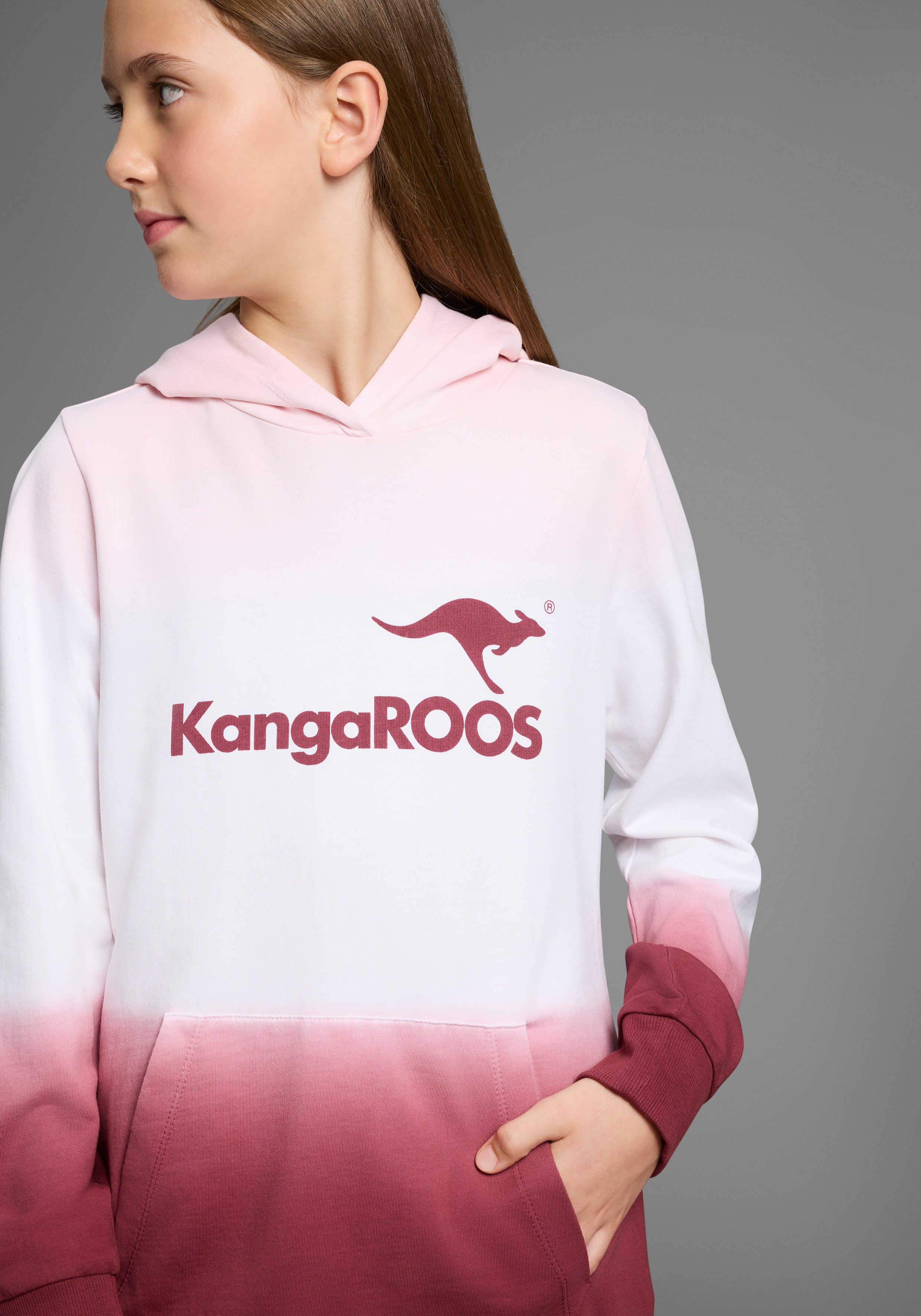 KangaROOS Hoodie , Lange sweatshirt met kleurverloop Lange mouwen met boorden, getailleerde snit, met logoprint