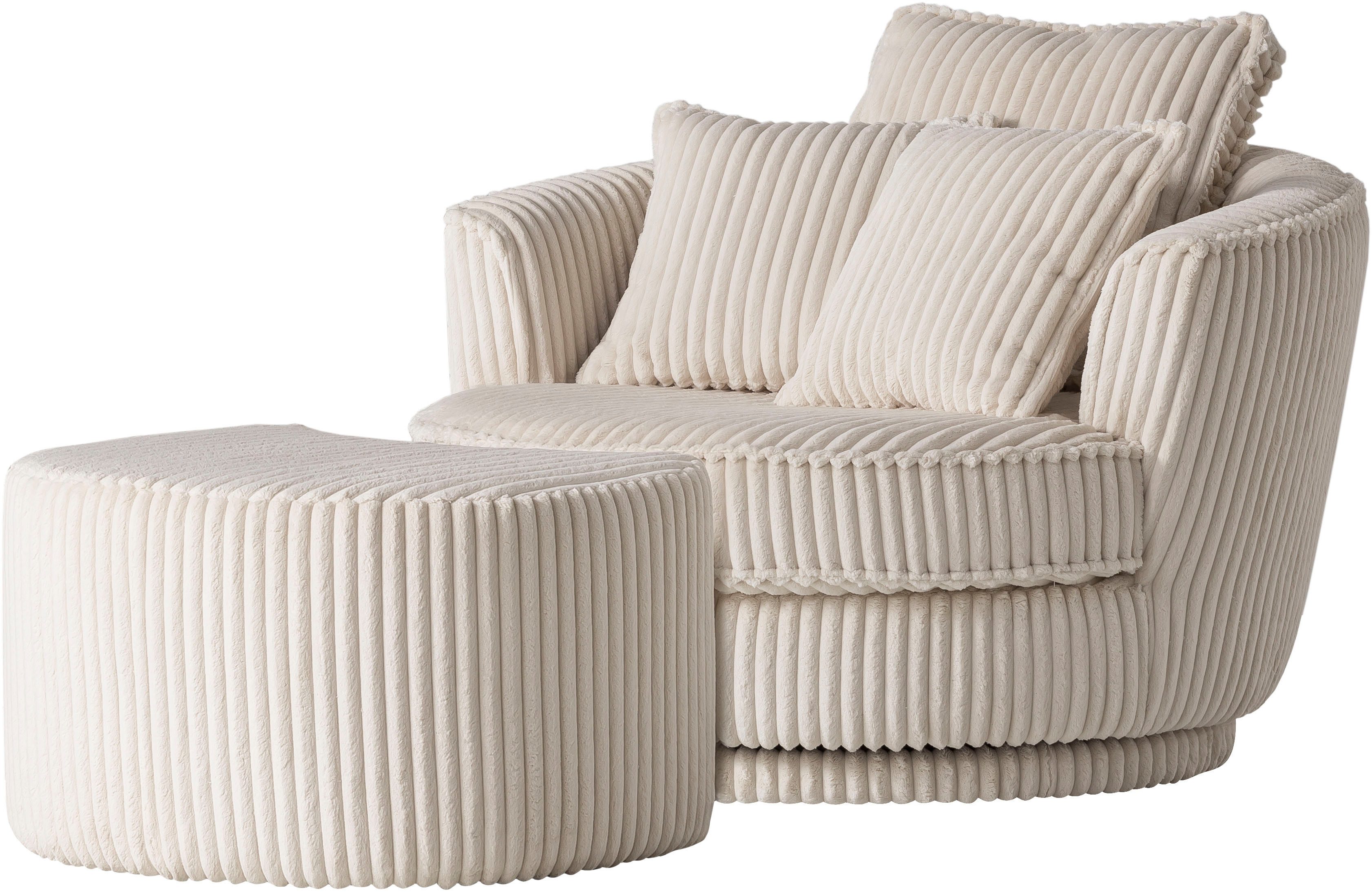 Leonique Draaibare fauteuil MAISIE, Love Seat XXL leesfauteuil, grote fauteuil met poef(2 stuks)
