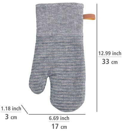 WENKO Ovenwanten Model Ada Stripes met katoenen binnenkant, 1 paar, grijs (set, 2-delig)