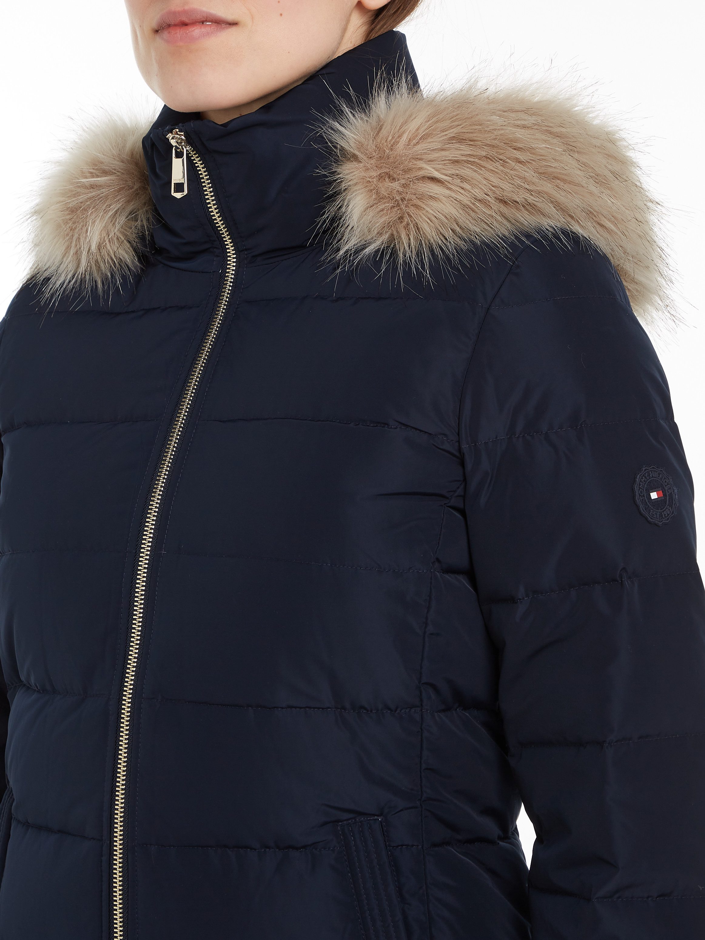Tommy Hilfiger Gewatteerde jas HERITAGE DOWN TYRA MAXI WITH FUR