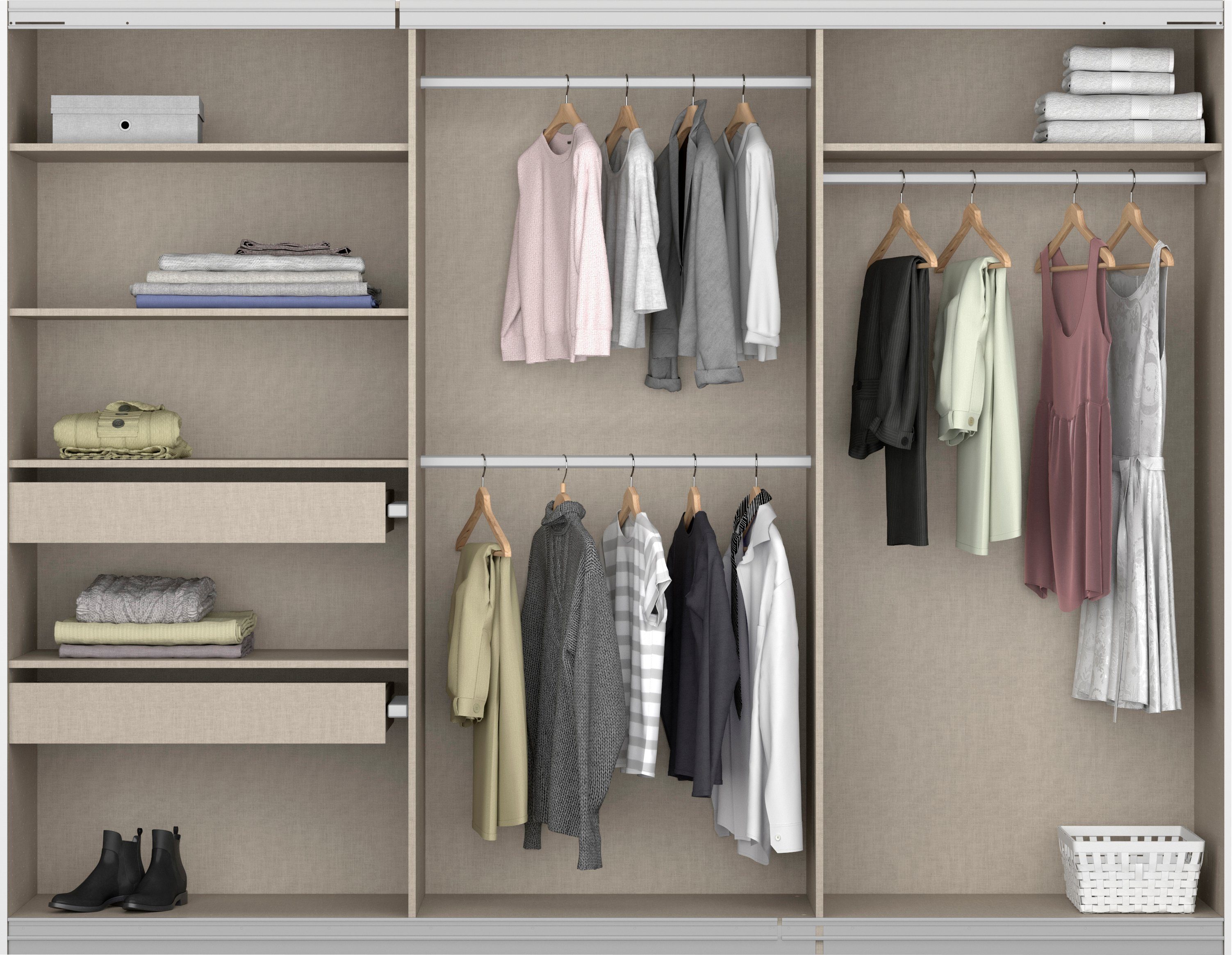 rauch Zweefdeurkast Kledingkast kast garderobe KOLUNA met decor-front inclusief 2 binnenladen en extra legplanken made in germany