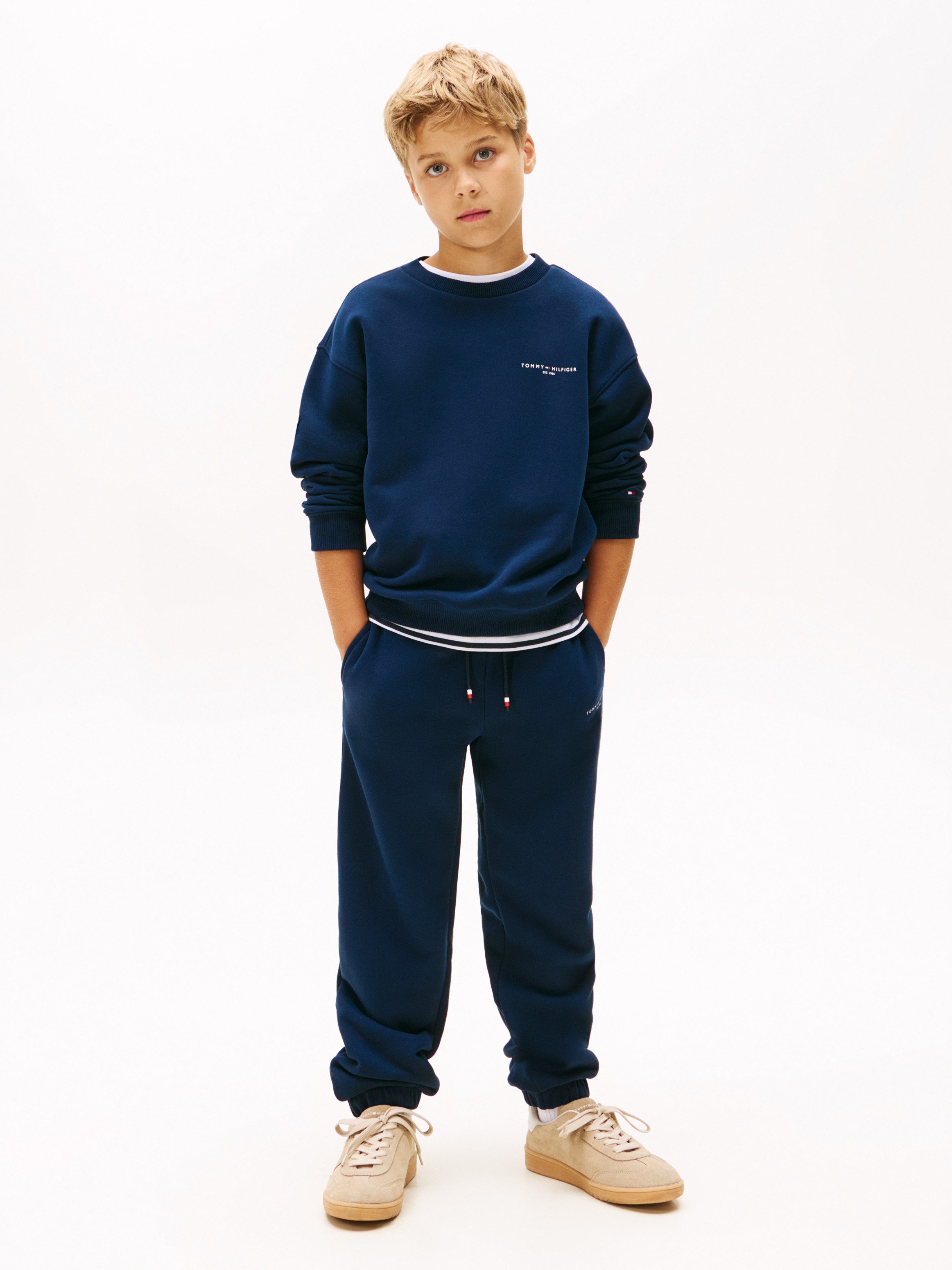 Tommy Hilfiger Shirt met lange mouwen en broek MINI CORP C-NECK SWEATSHIRT SET (2-delig)