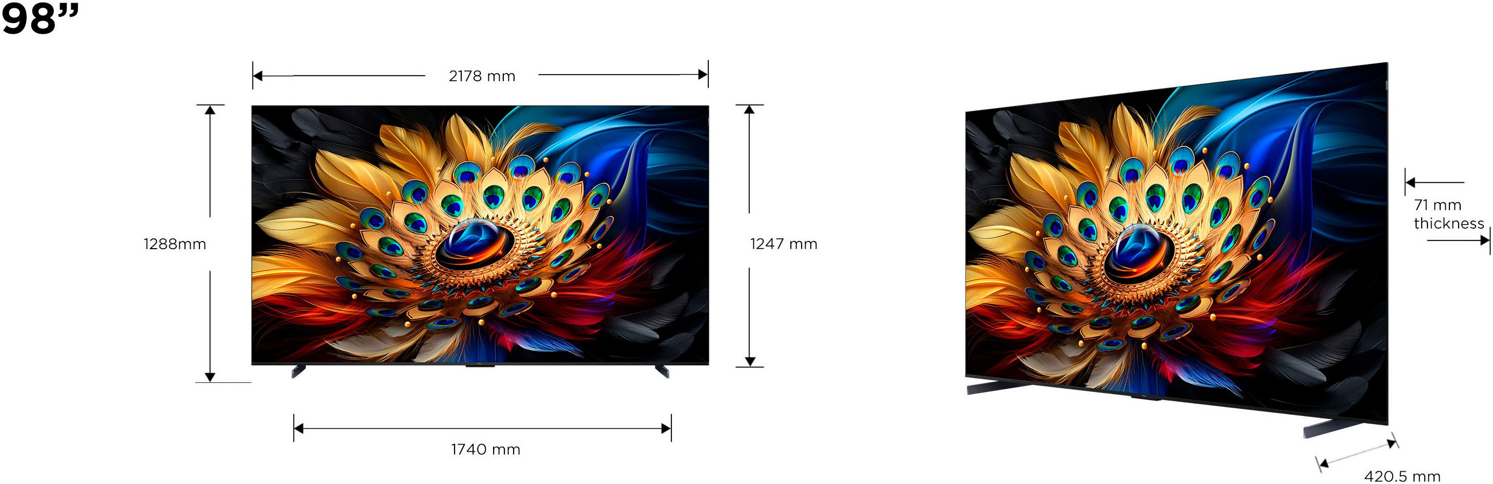 TCL QLED-TV 98C61BX7, 248 cm / 98", 4K Ultra HD, Google TV