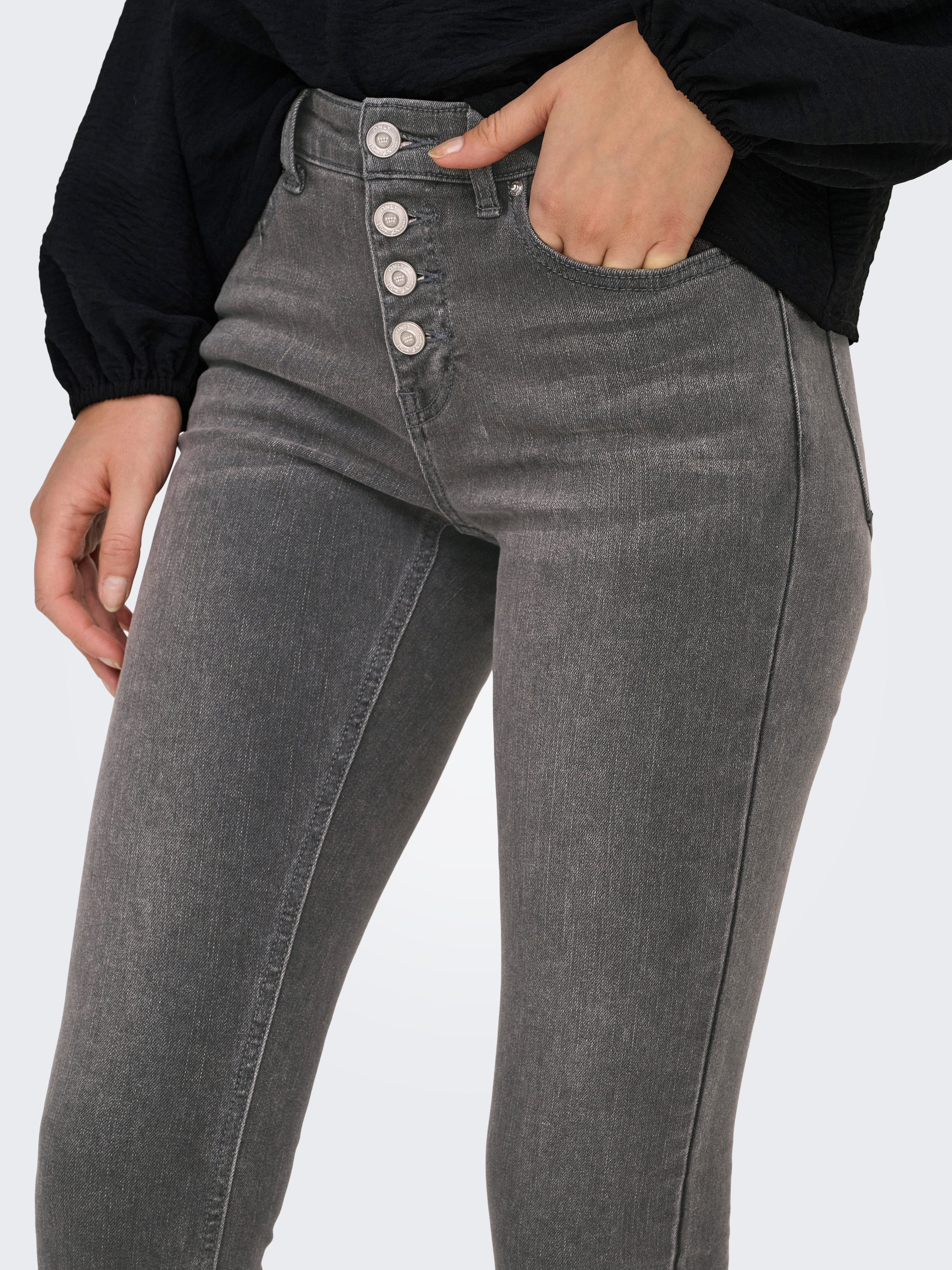 Only Skinny fit jeans ONLMIA MID WAIST BUTTON SK RW ANK BOX