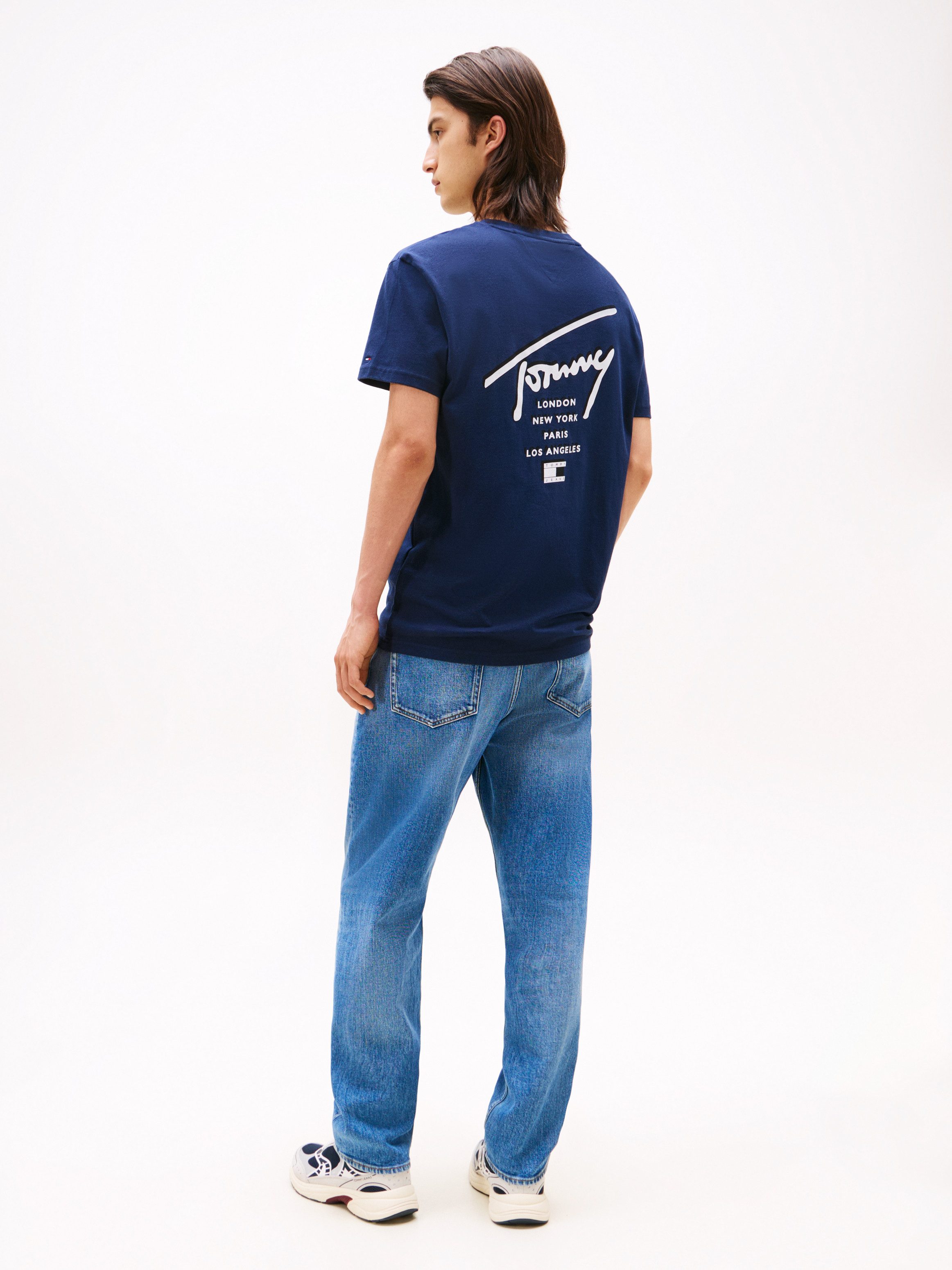 TOMMY JEANS T-shirt TJM SIGN CITY TEE EXT Ronde hals, regular fit, grote rugprint