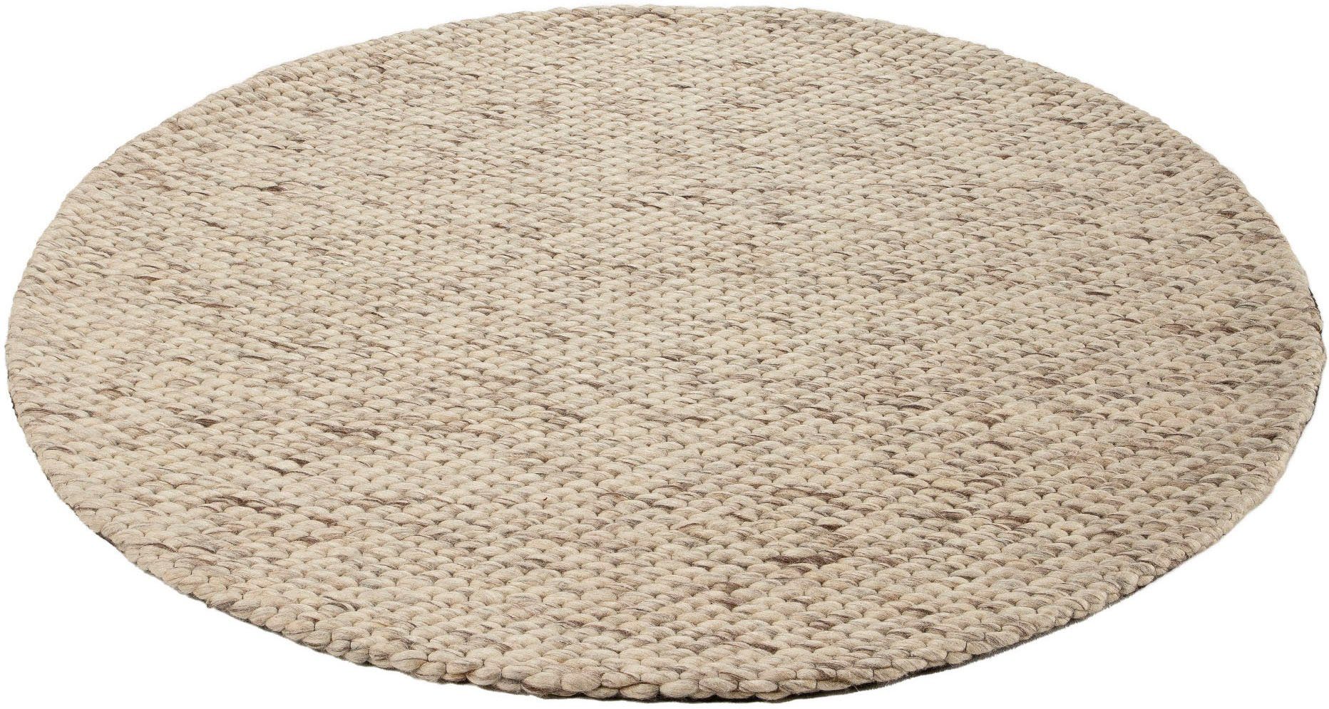 carpetfine Wollen kleed Sina grove structuur, tijdloos design, 100% wol, woonkamer