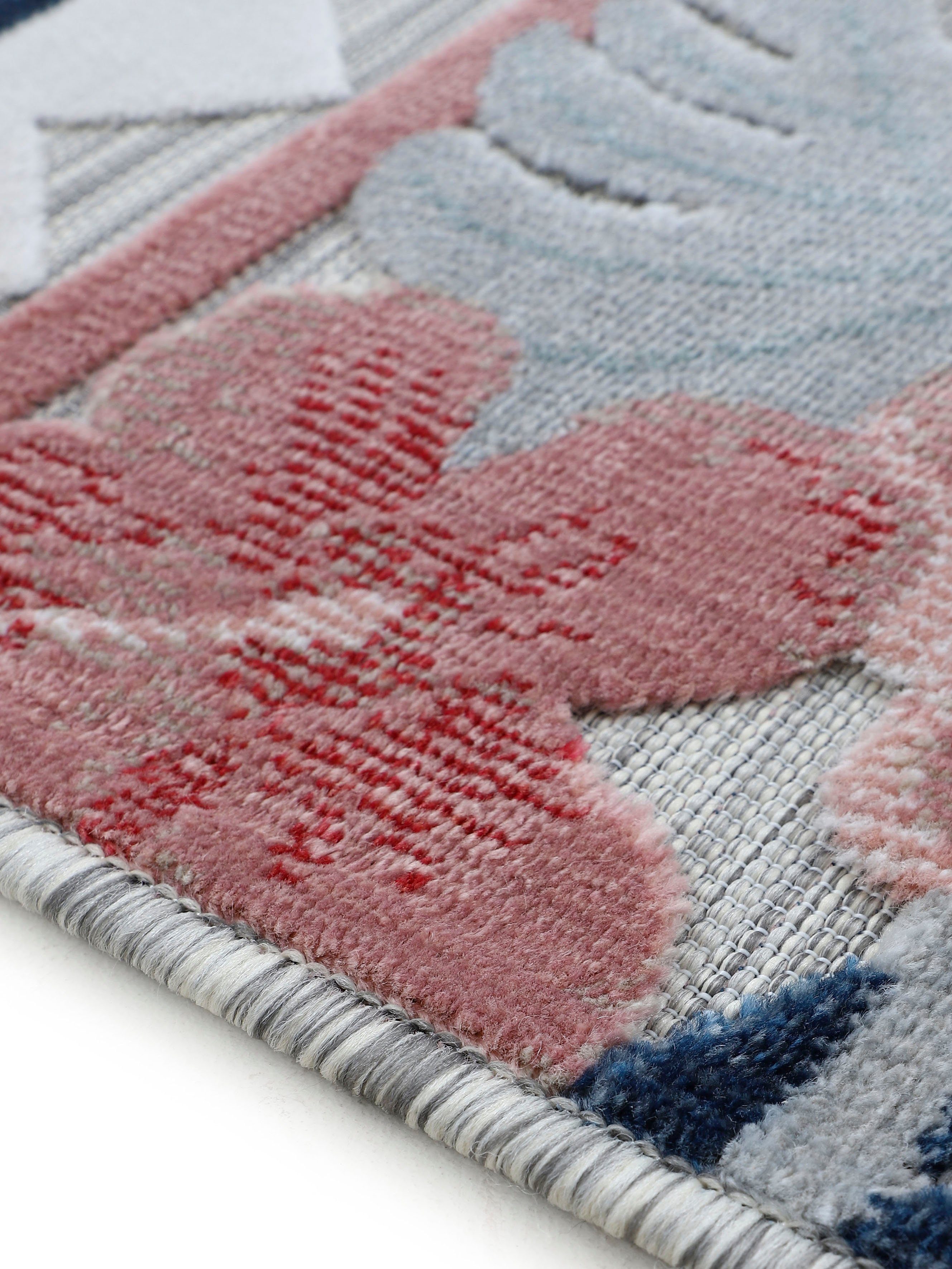 carpetfine Vloerkleed Deja 101 robust vlakweefsel, motief - florale palmbladeren, hoog-laag effect