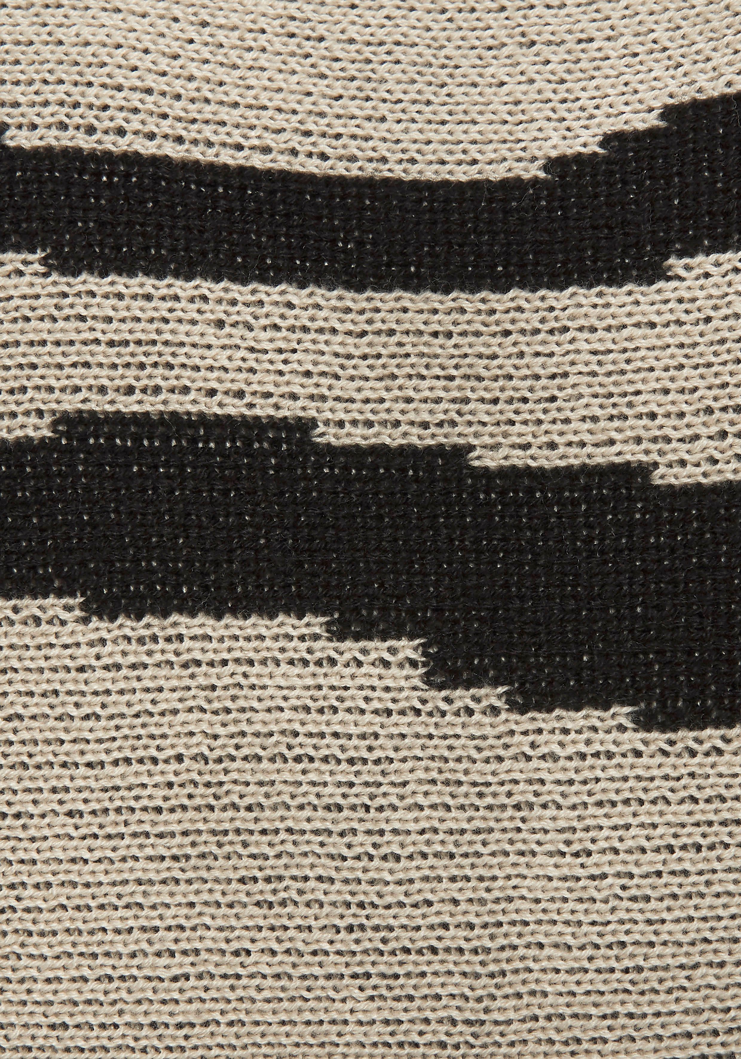 Lascana Gebreide trui met zebrapatroon, jacquard trui, vleermuismouwen, modieus