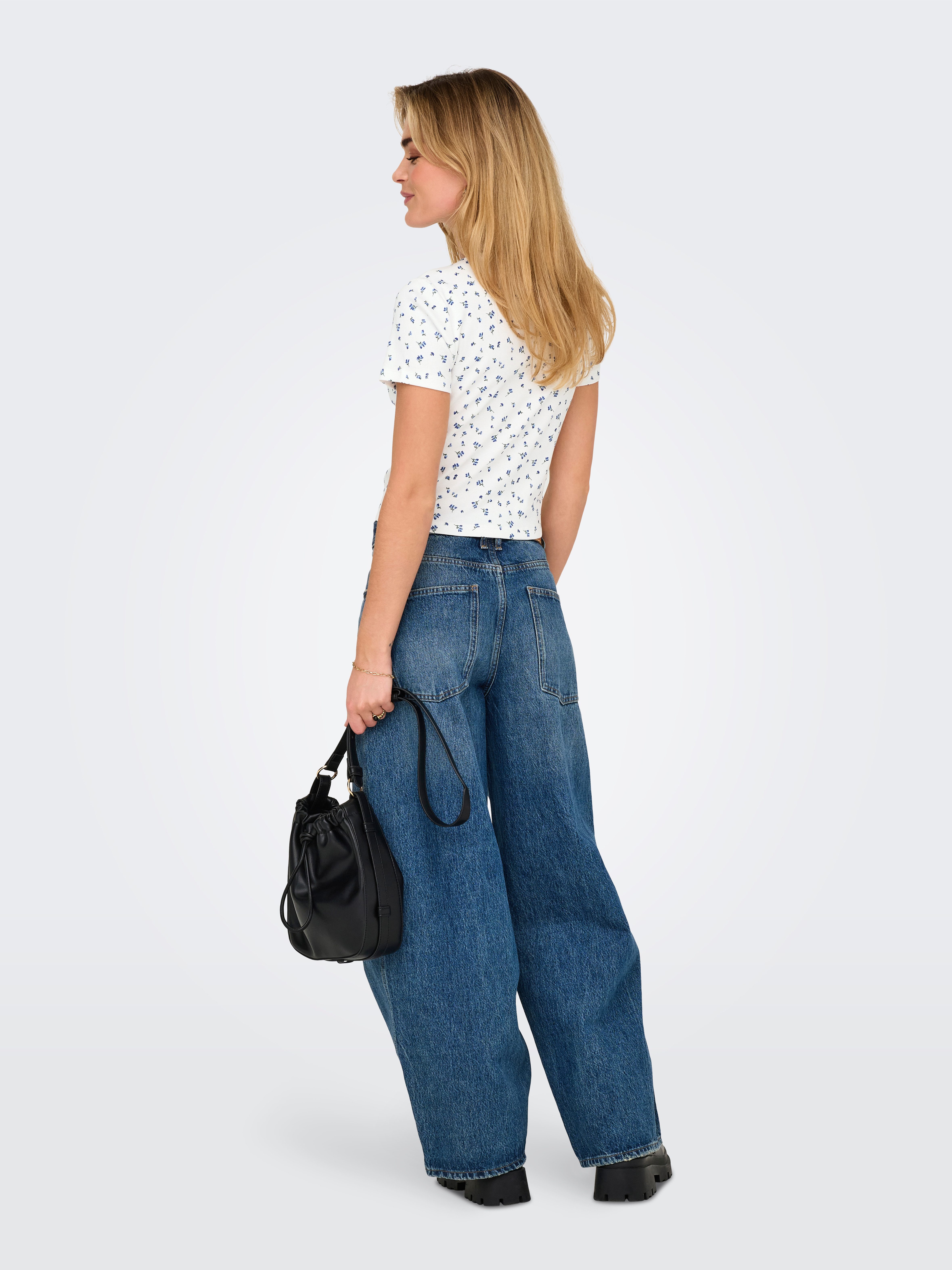 Only Shirt met korte mouwen ONLFENJA LIFE SS AOP TOP JRS NOOS