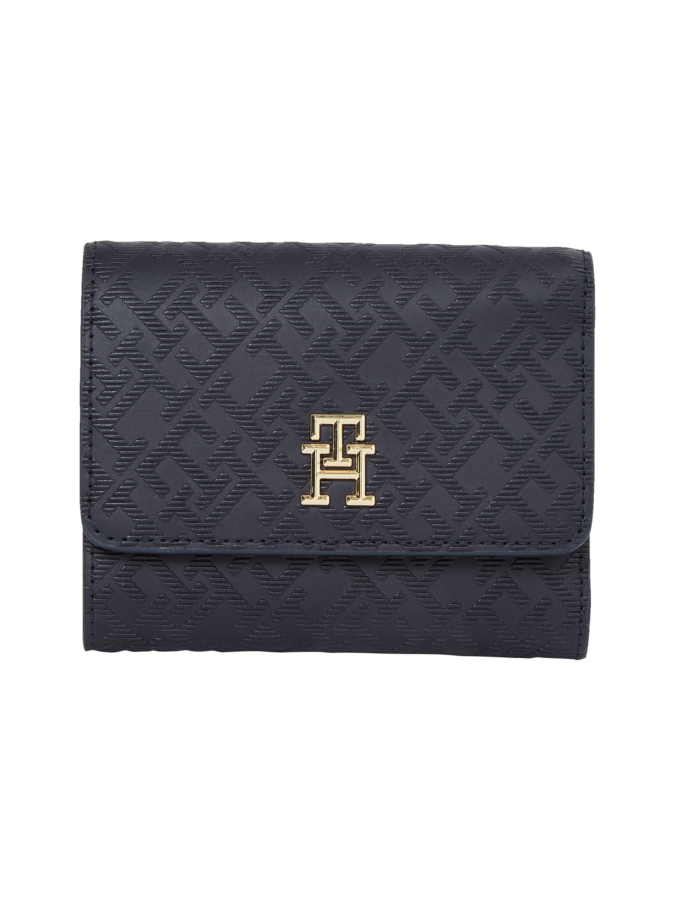 Tommy Hilfiger Portemonnee TH DISTINCT TRIFOLD WALLET MONO , dames portemonnee, portemonnee met edel th-logo dames portemonnees blauw
