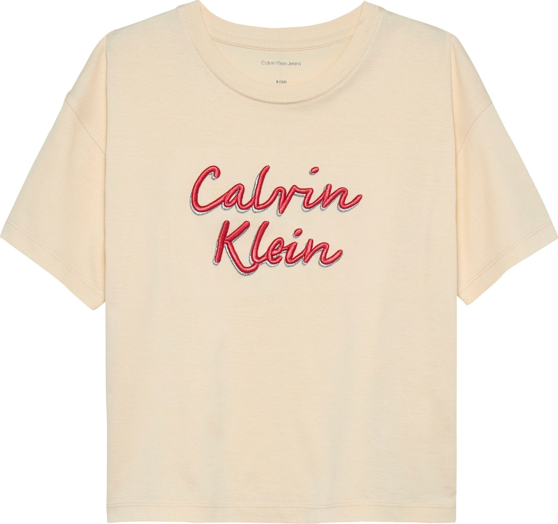Calvin Klein T-shirt BOXY TEE METALLIC LOGO TECH voor kinderen tot 16 jaar, grote borduursel