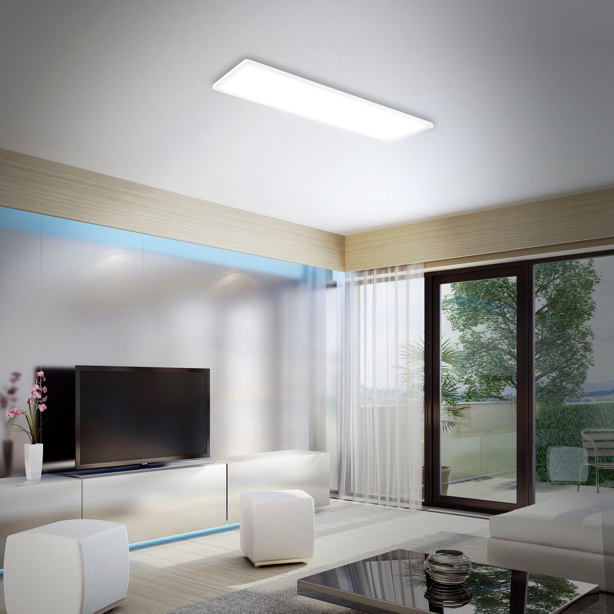 Briloner Leuchten Led-paneel SLIM Plafondlamp, ultraflauw, backlight effect, woonkamer, slaapkamer