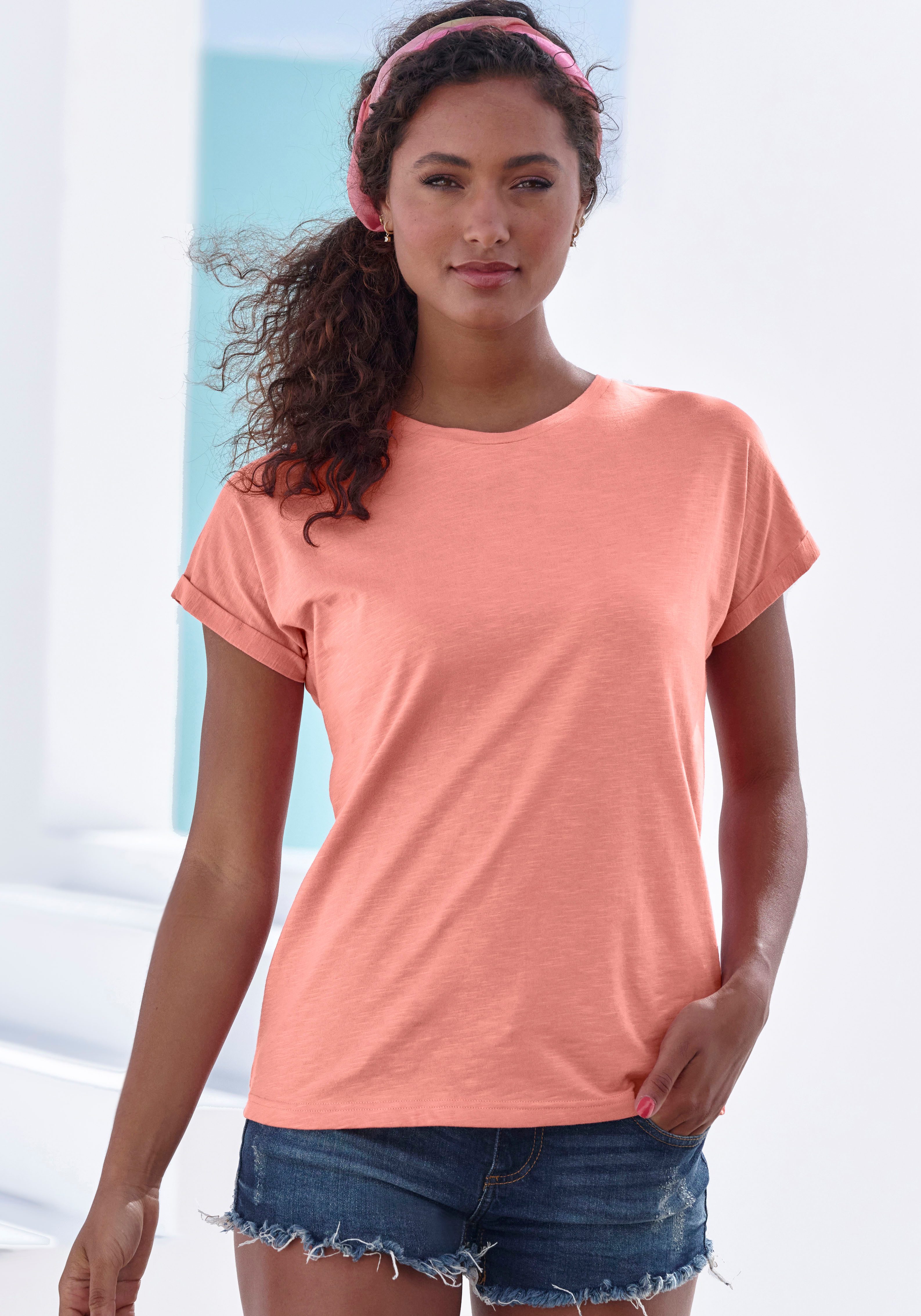 Vivance T-shirt Met modieuze frontprint in een zachte katoenkwaliteit (Set van 2)