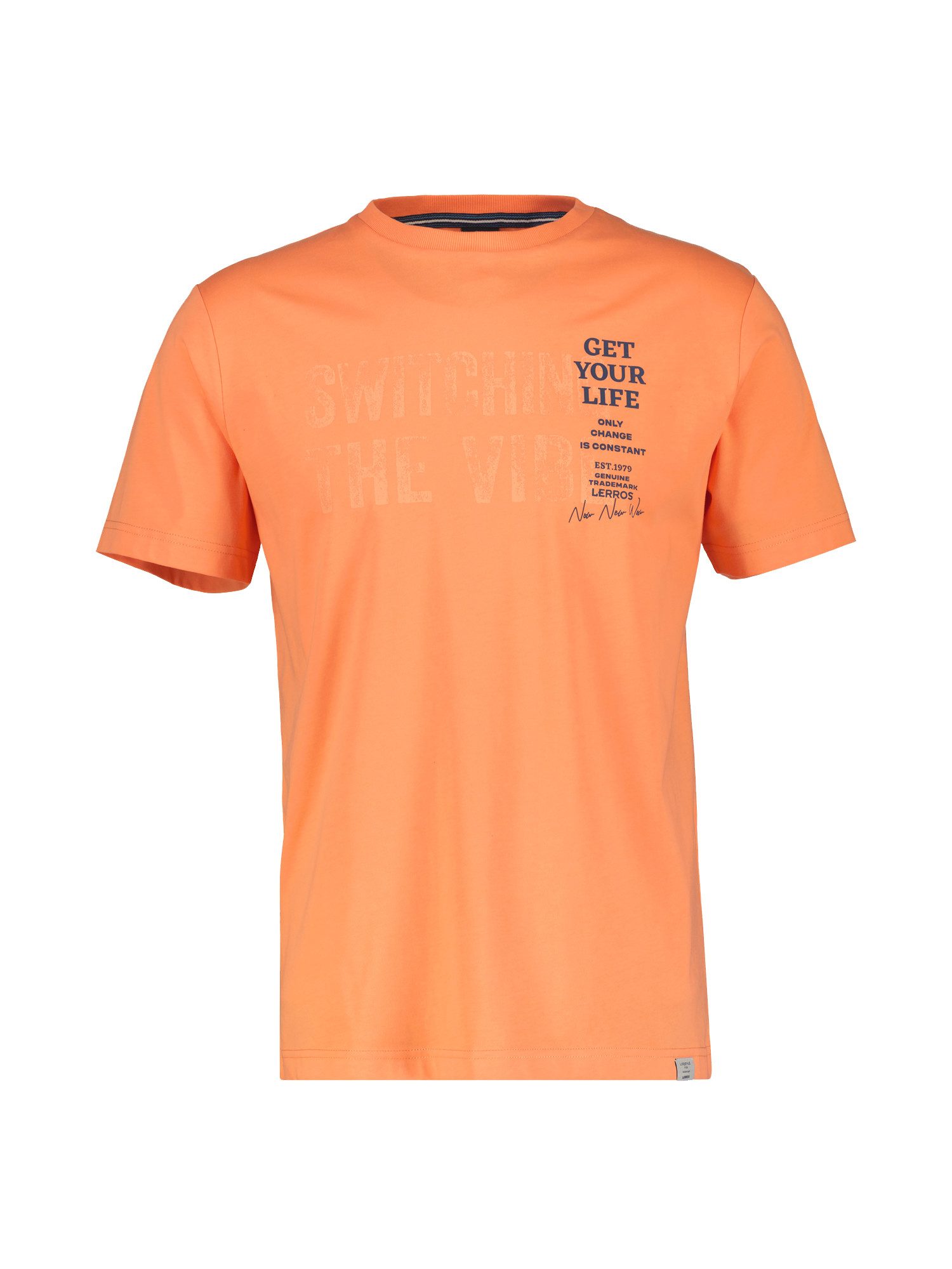 Lerros T-shirt LERROS heren T-shirt met borst-print heren t-shirts maat 6XL oranje