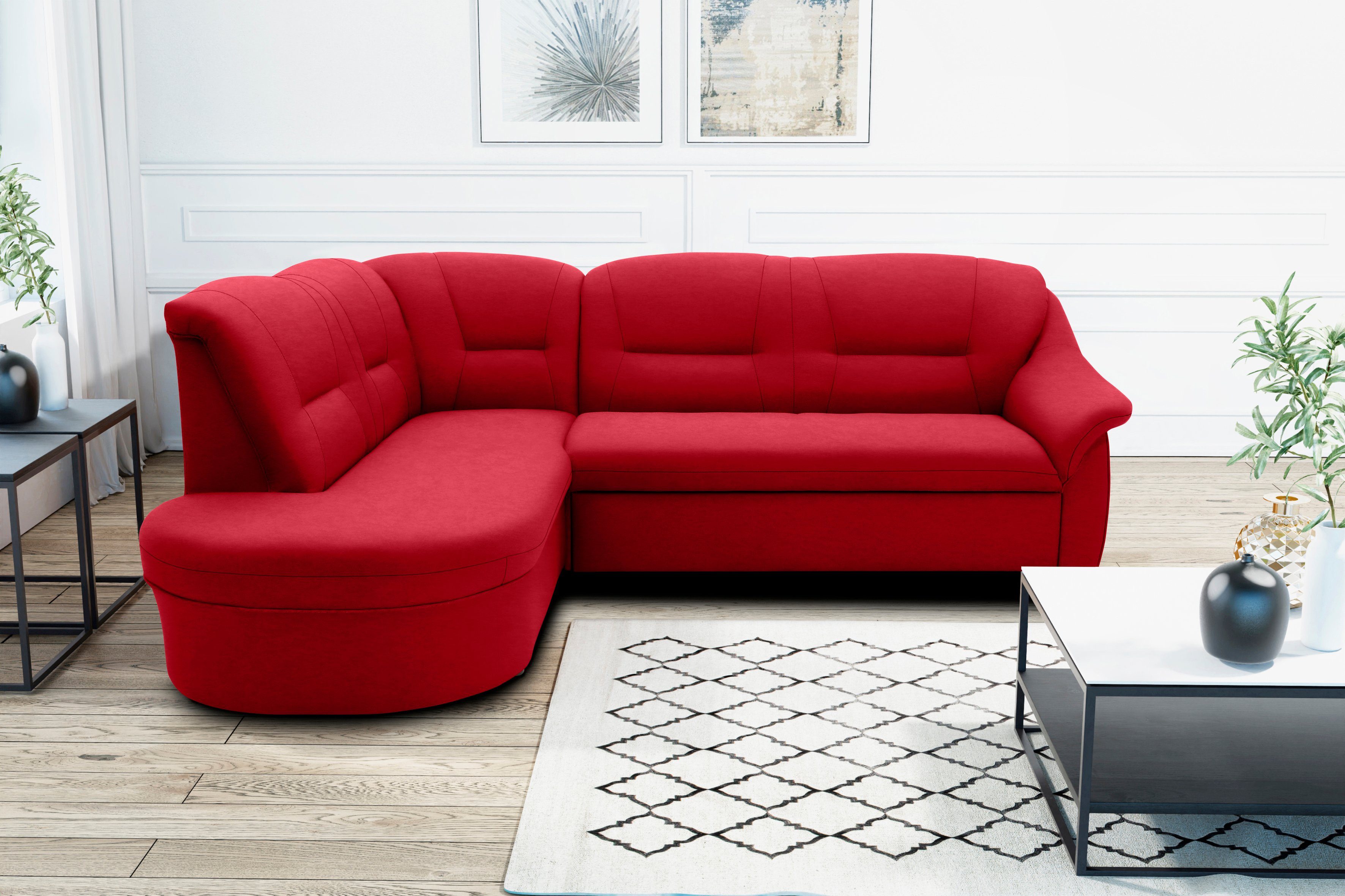 DOMO collection Hoekbank Faenza voor kleine ruimtes, afmetingen 232,176cm, comfortabel, L-vorm